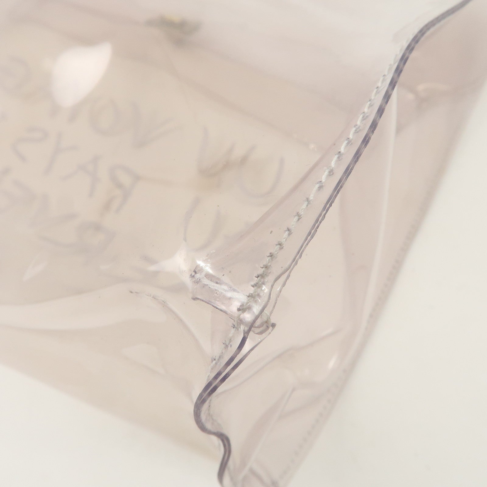 HERMES Kelly Vinyl Hand Bag Clear Transparent Gold Hardware Used