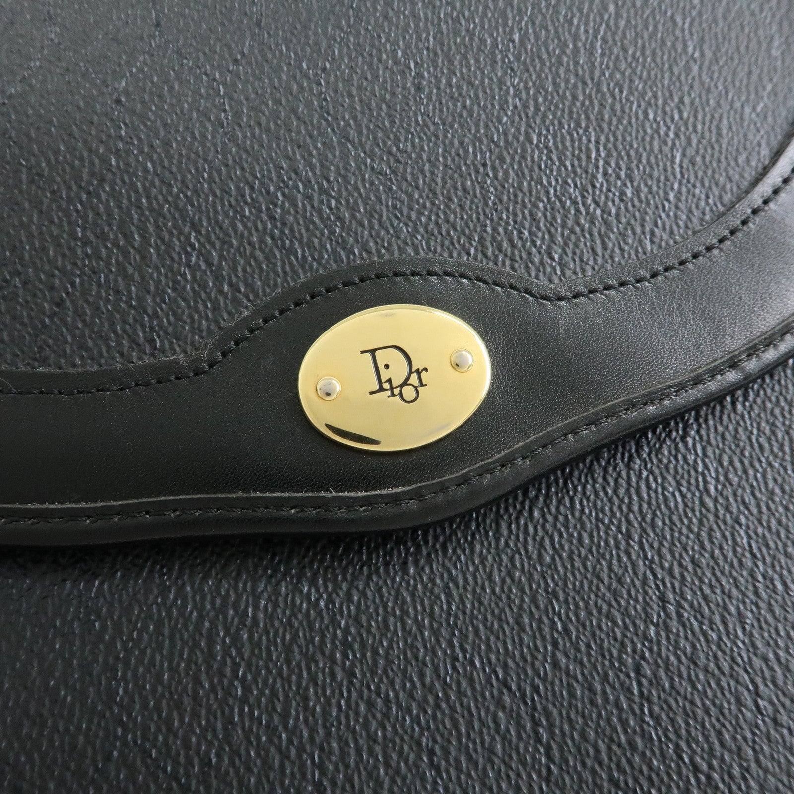 Christian Dior Honeycomb PVC Leather Shoulder Bag Crossbody Black