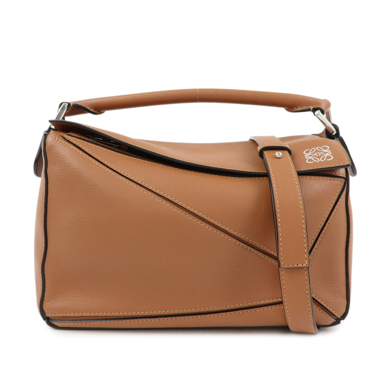 LOEWE Anagram Calf Leather Puzzle Bag Small 2Way Shoulder Bag Tan