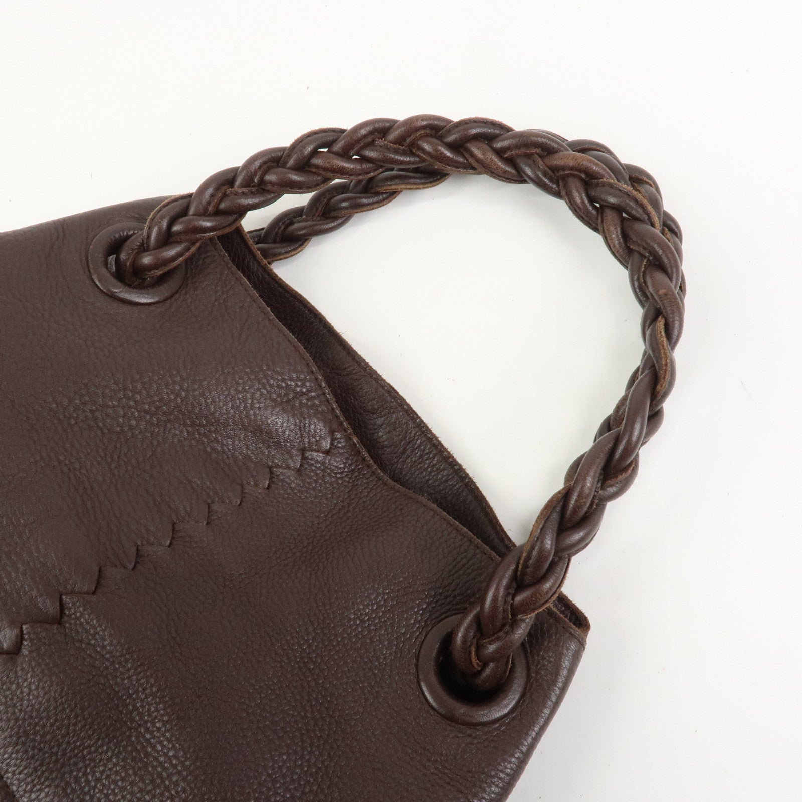 BOTTEGA VENETA Cervo Leather 2WAY Bag Shoulder Bag Hand Bag Brown