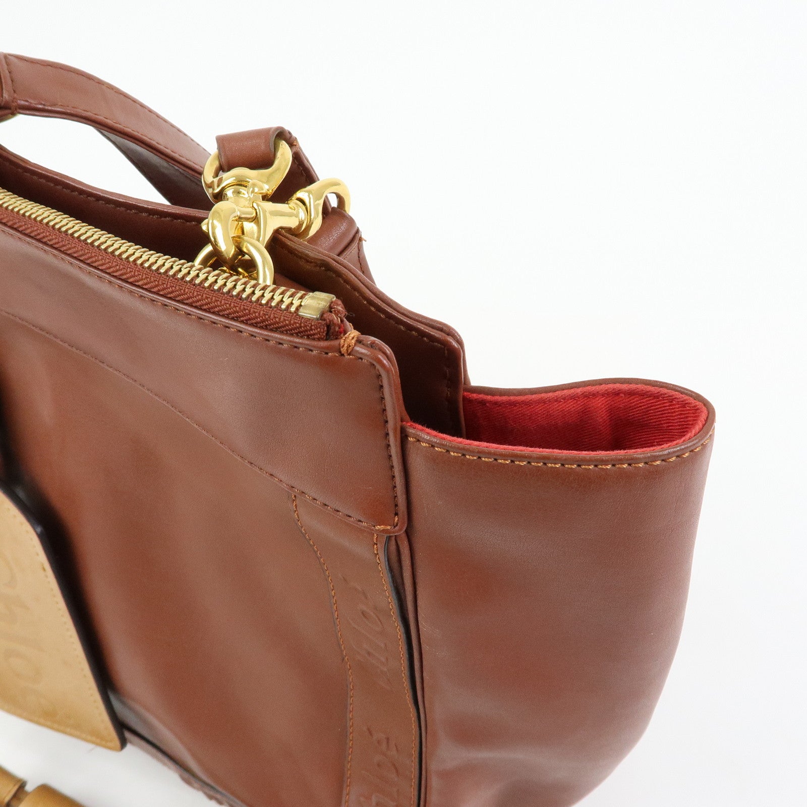 Chloe Eden Leather Tote Bag Shoulder Bag Tassel Charm Brown