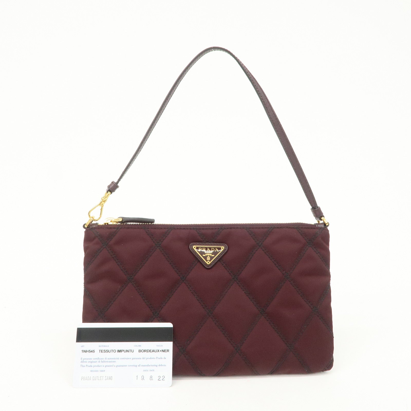 PRADA Logo TESSUTO IMPUNTU Nylon Leather Hand Bag Bordeaux 1NH545