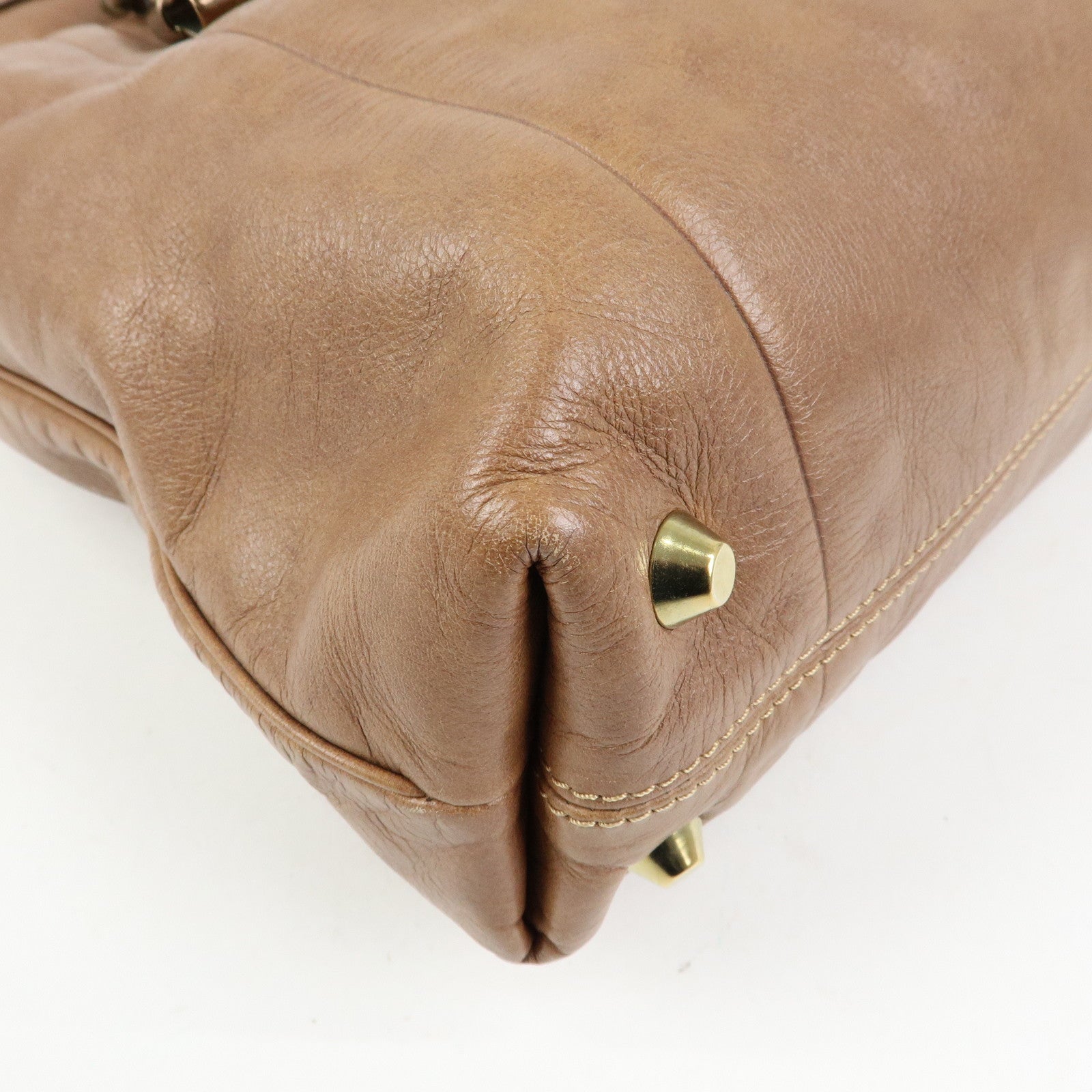 Chloe Victoria Leather Tote Bag Hand Bag Shoulder Bag Brown