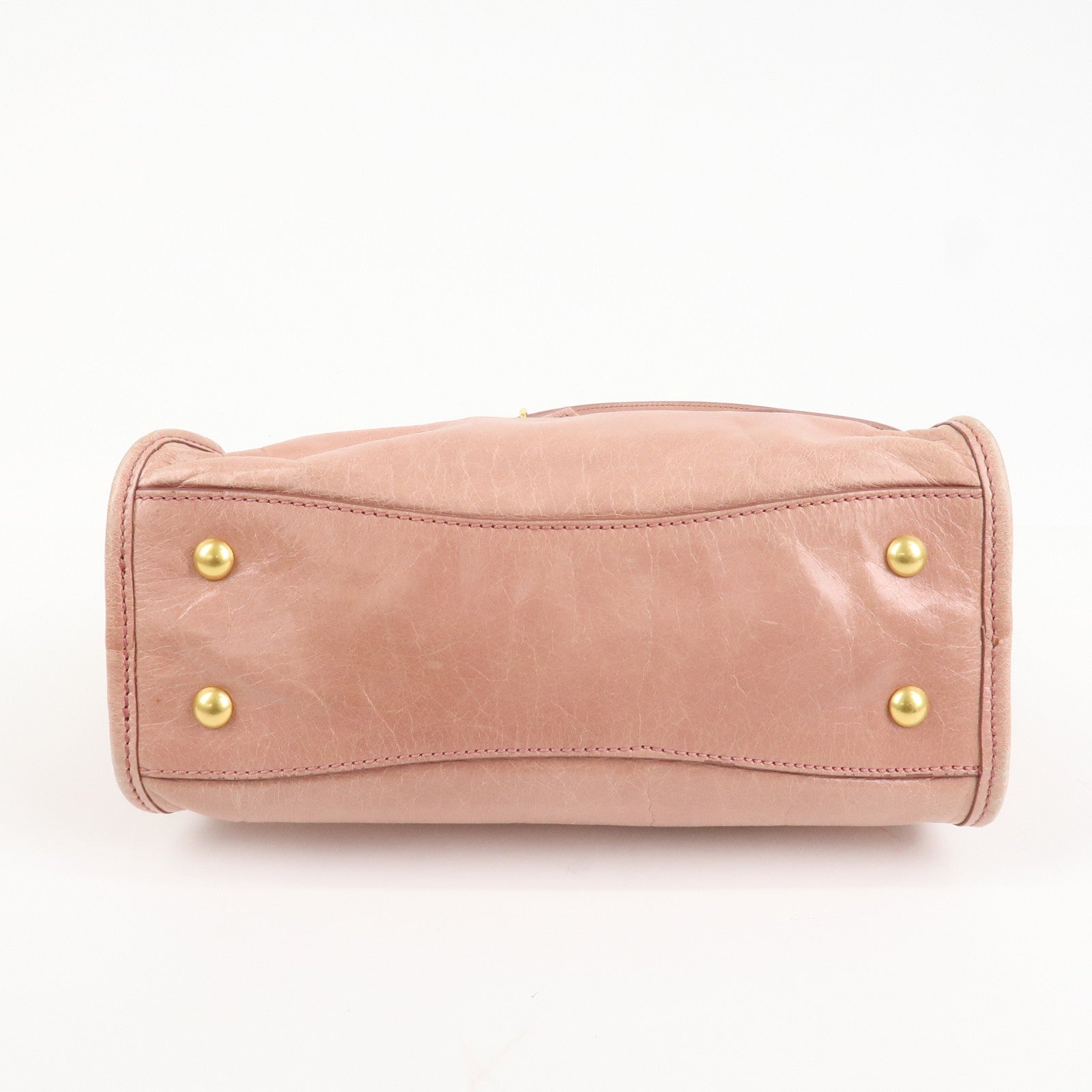 MIU MIU Leather 2Way Bag Shoulder Bag Hand Bag Pink Used