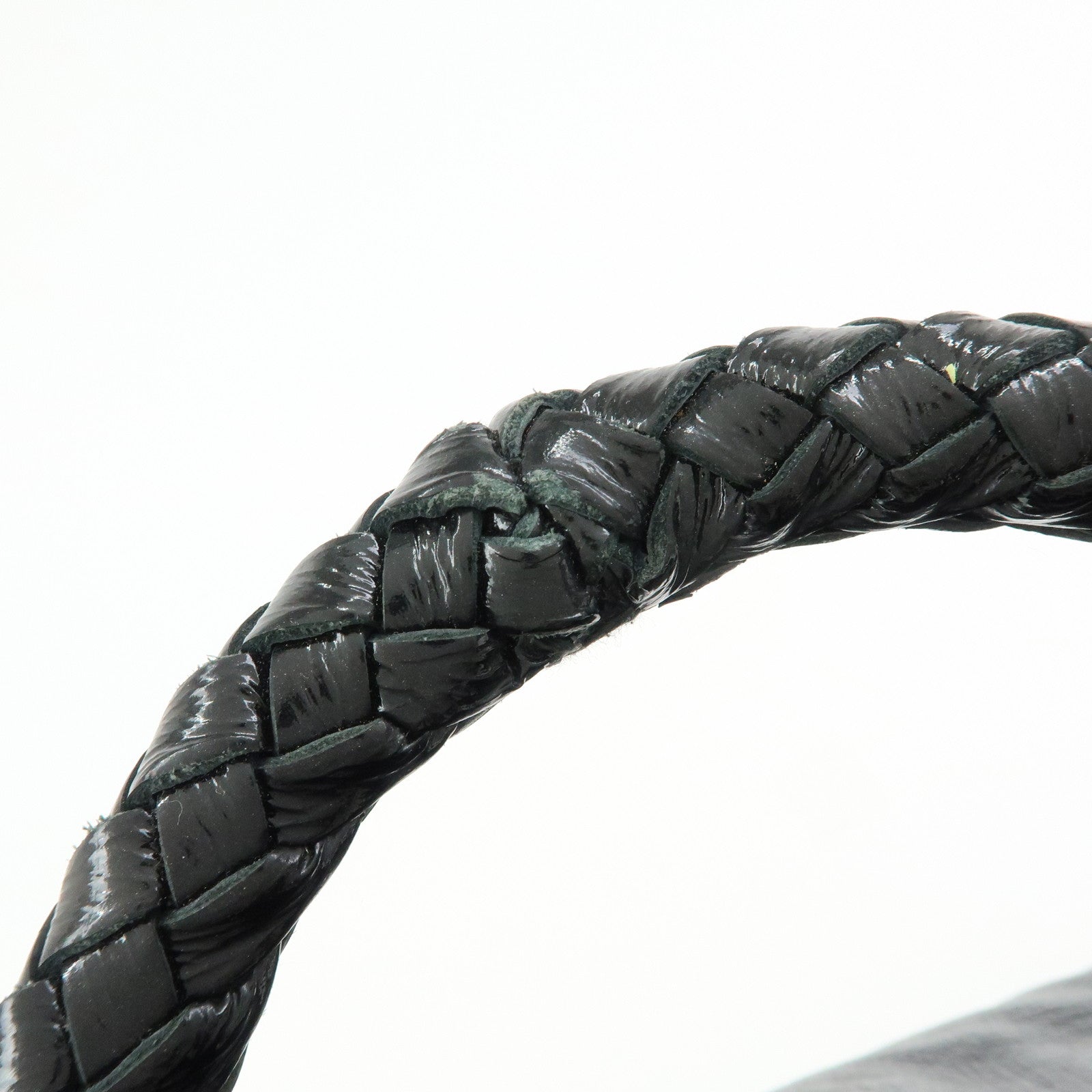 Ferragamo Gancini Patent Leather Hand Bag Shoulder Bag Black