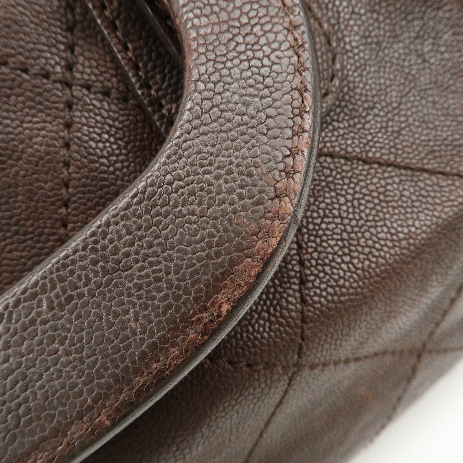 CHANEL COCO Mark Matelasse Caviar Skin Boston Bag Brown Gold HDW Used