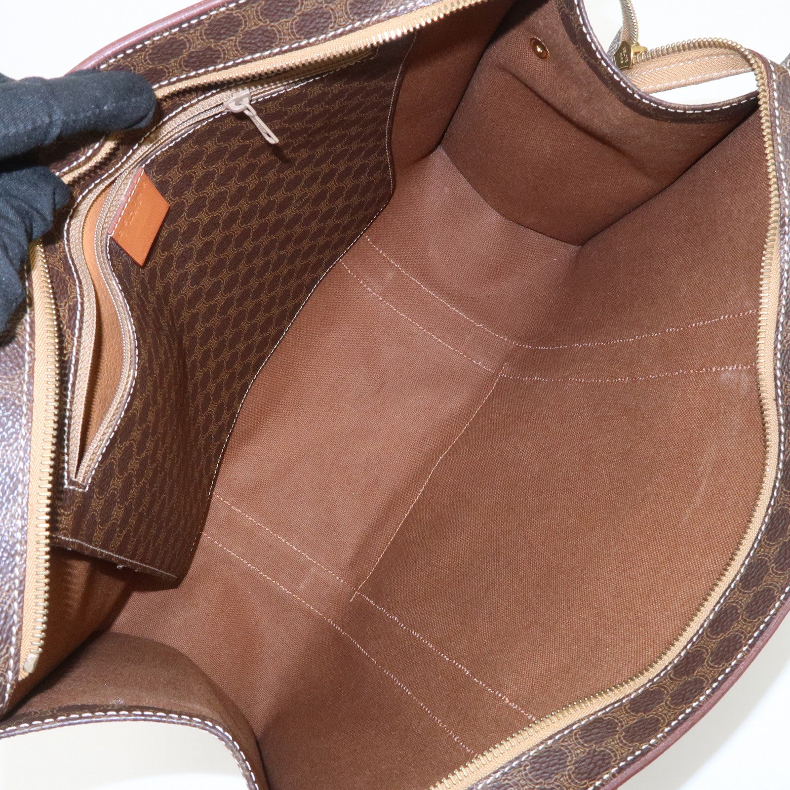 CELINE Macadam PVC Leather Tote Bag Shoulder Bag Brown