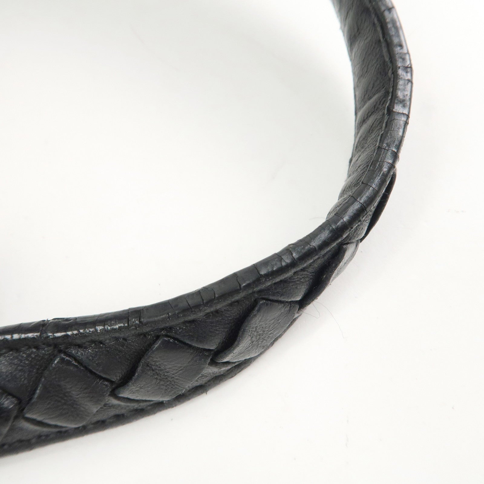 BOTTEGA VENETA Intrecciato Leather Boston Bag Hand Bag Black 145121