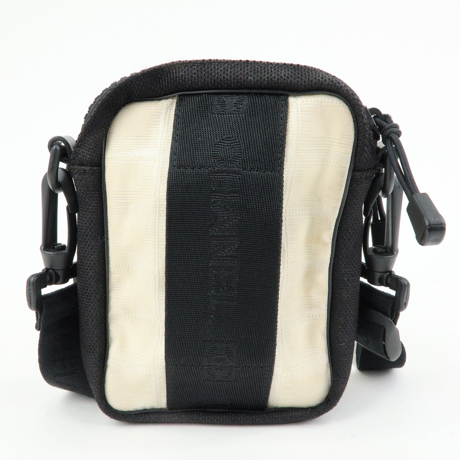 CHANEL New Travel Line Nylon Jacquard Shoulder Bag Beige Black