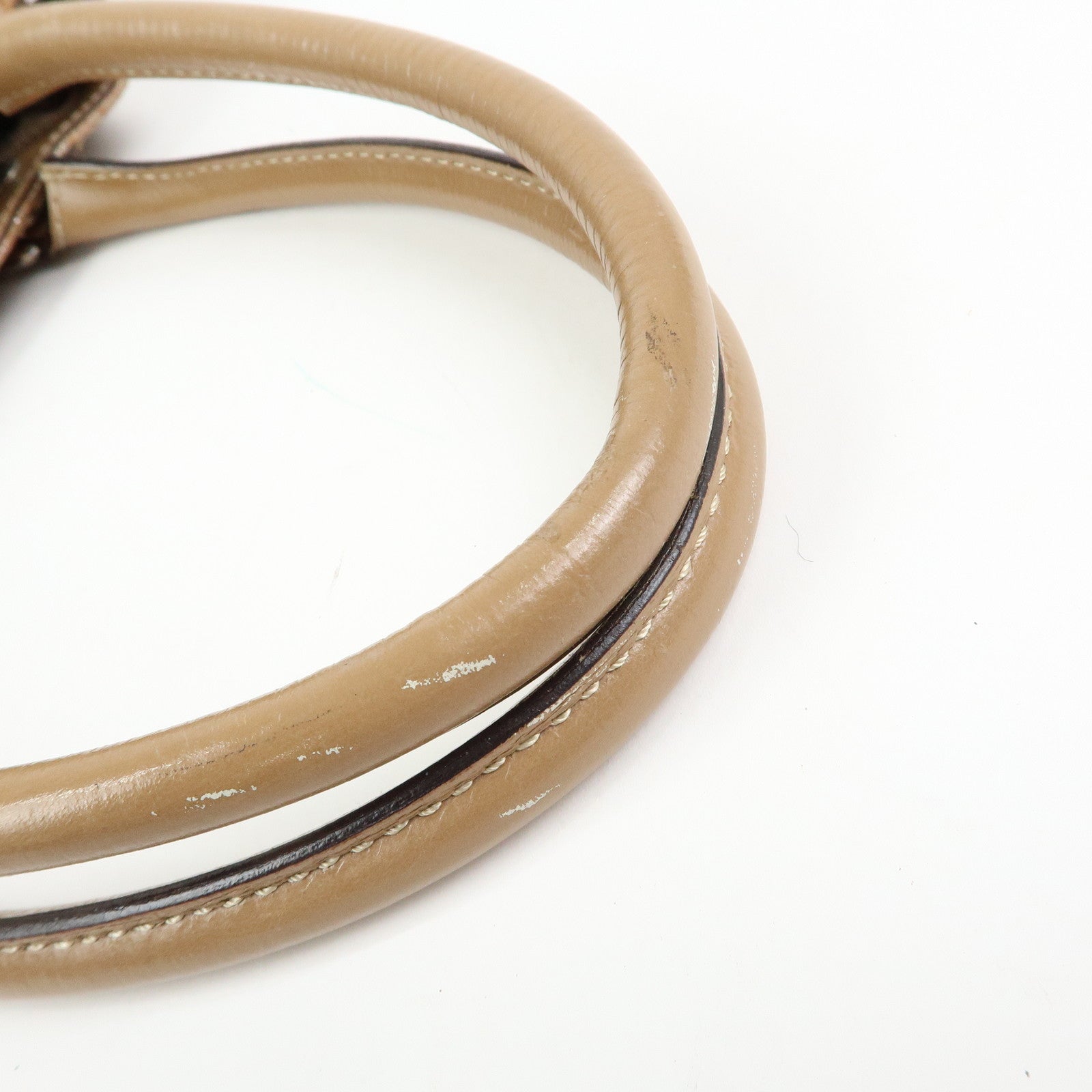 FENDI Ethnico Leather Tote Bag Shoulder Bag Camel 8BN162