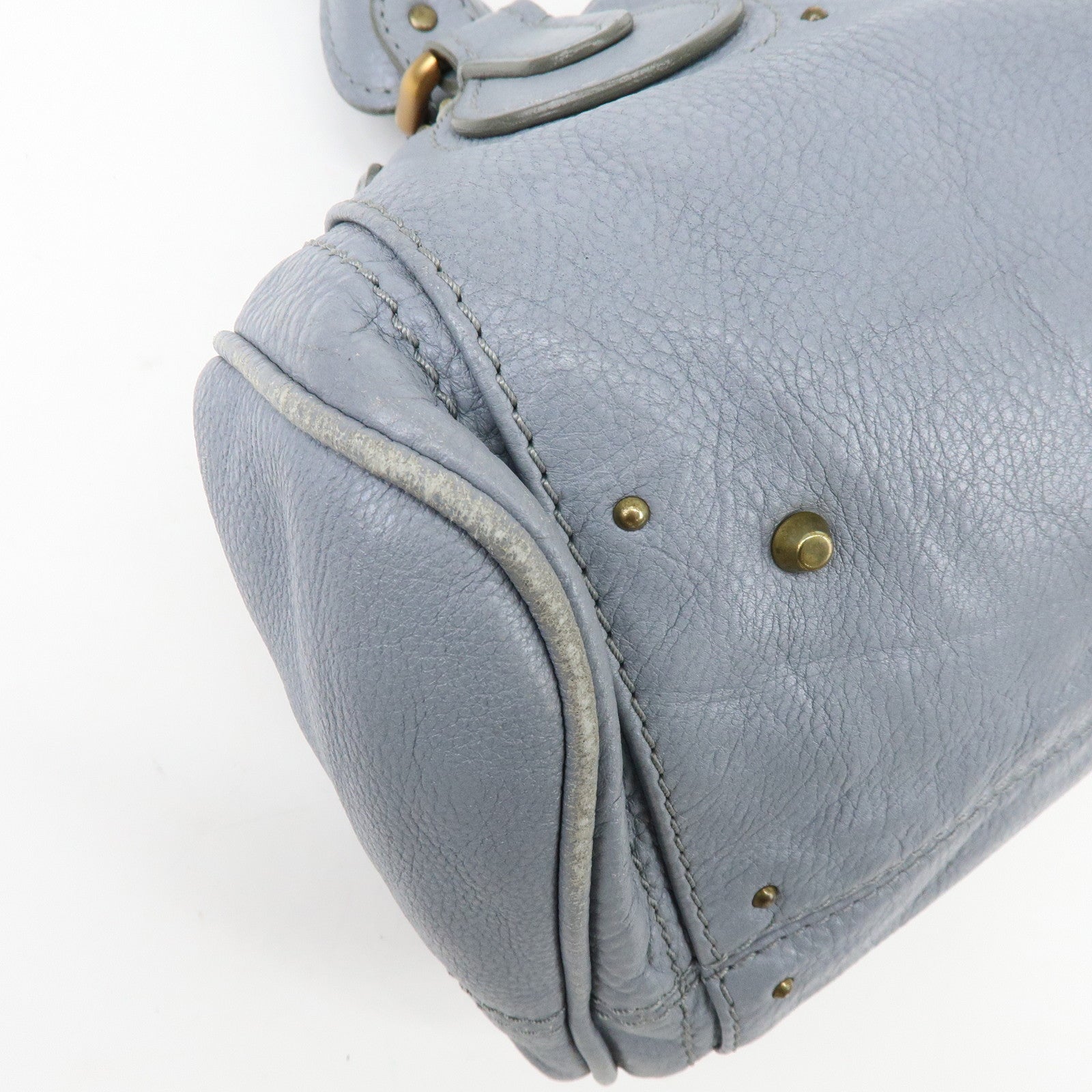 Chloe Paddington Leather Hand Bag Shoulder Bag Boston Bag Gray