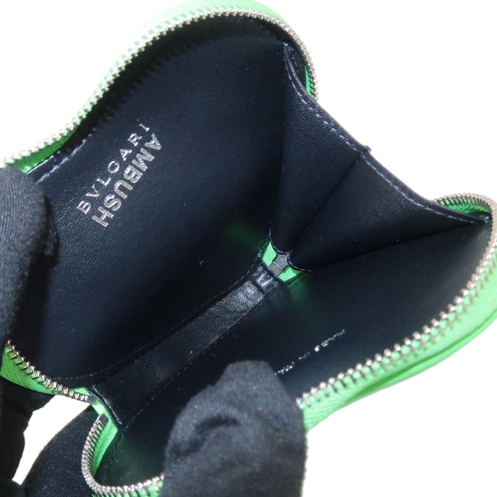 BVLGARI × AMBUSH Serpenti Lamb Skin Coin Case Coin Purse Green