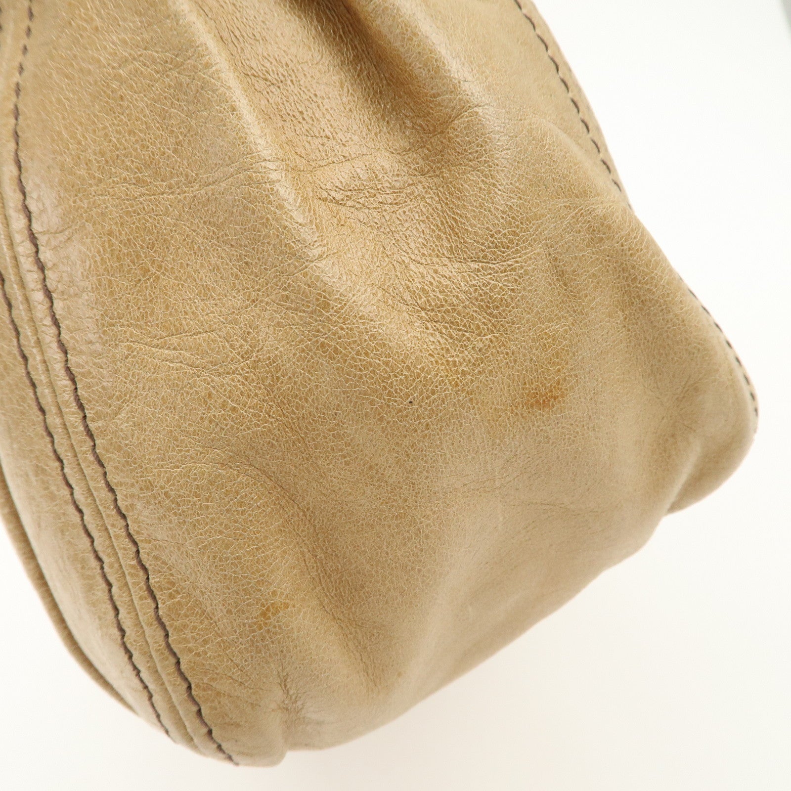 MIU MIU Leather Shoulder Bag Hand Bag Beige Gold Hardware