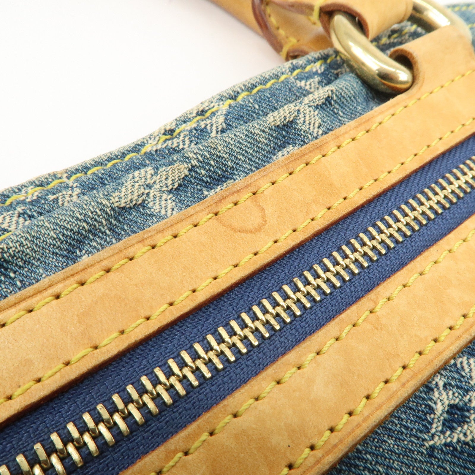 Louis Vuitton Monogram Denim Flat Shopper Tote Bag Blue M95018