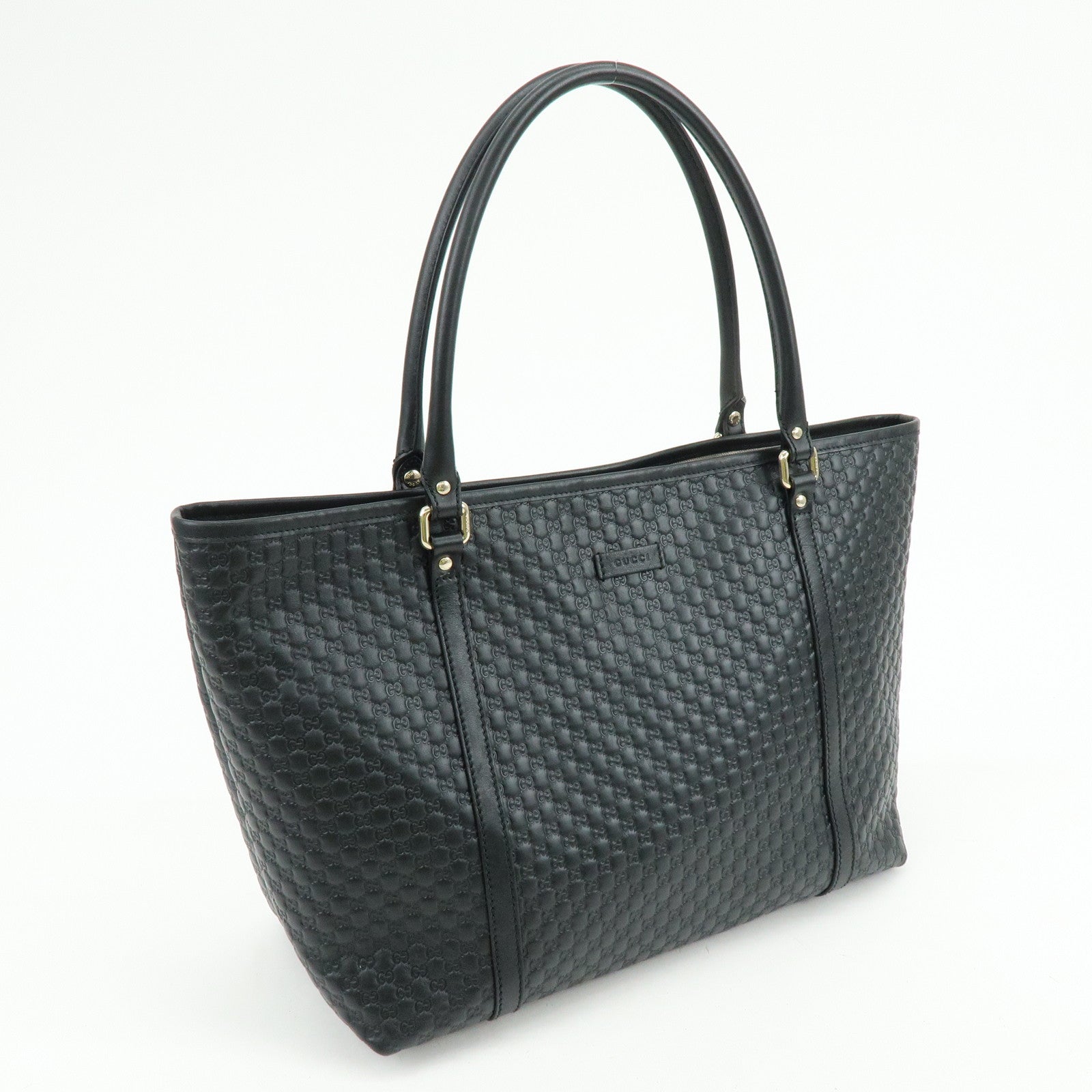 GUCCI Microguccissima Leather Tote Bag Shoulder Bag Black 449647