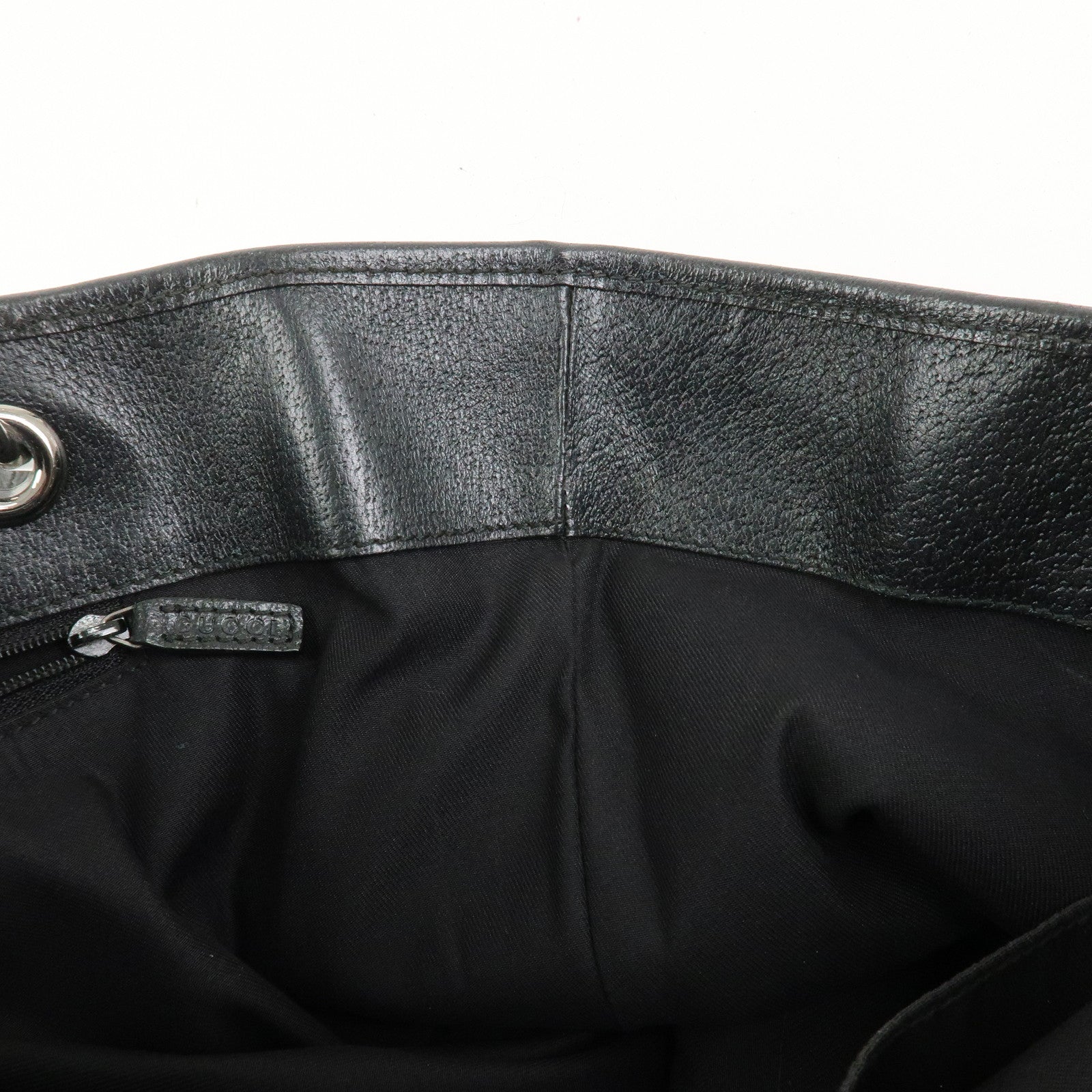 GUCCI GG Canvas Leather Tote Bag Shoulder Bag Hand Bag Black 120836