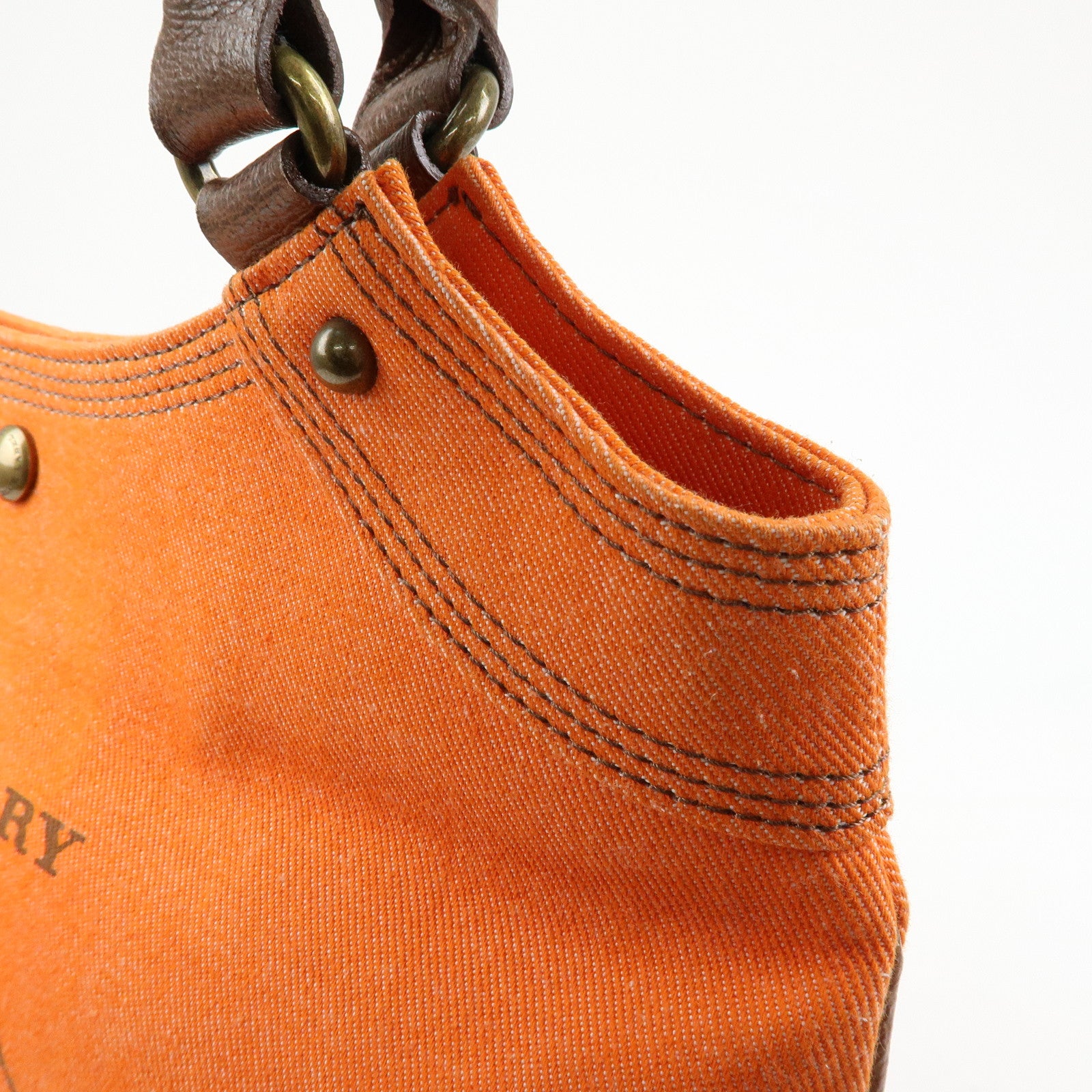 BURBERRY Blue Label Canvas Leather Tote Bag Shoulder Bag Orange