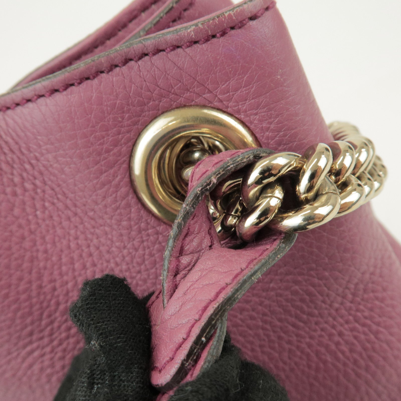 GUCCI SOHO Interlocking G Leather Chain Shoulder Bag Pink 308982