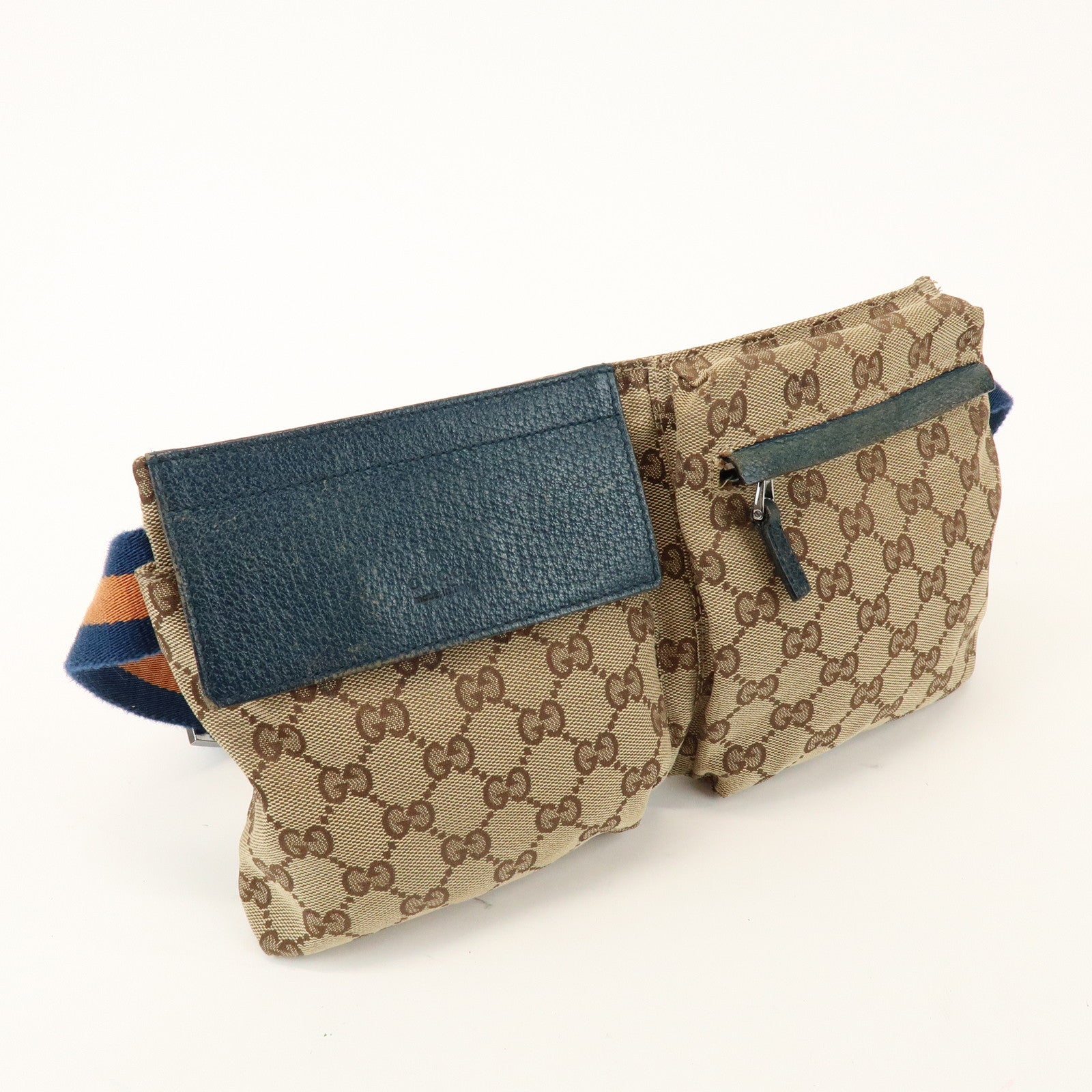 GUCCI Sherry GG Canvas Leather Waist Bag Crossbody Bag Beige 28566
