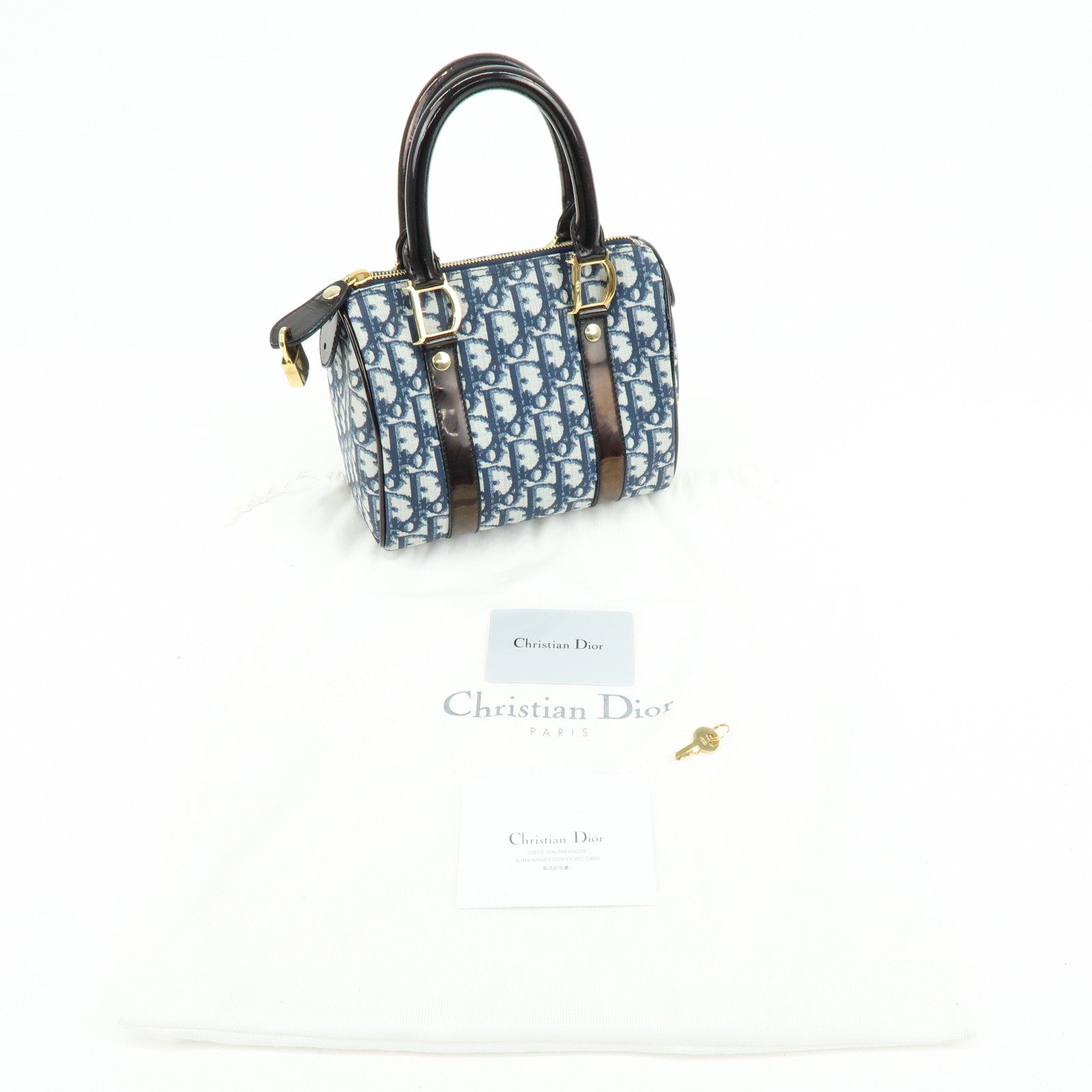 Christian Dior Trotter PVC Canvas Patent Leather Mini Boston Bag