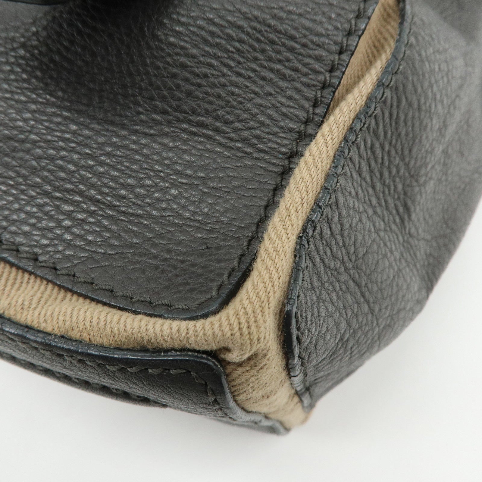 SAINT LAURENT PARIS Muse Leather Canvas Shoulder Bag Dark Brown