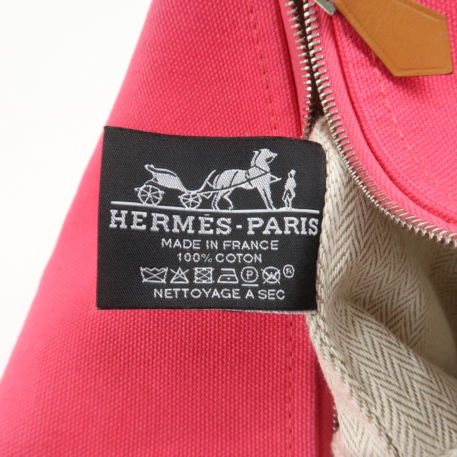 HERMES Brides A Brac GM Pouch Hand Bag Vanity Bag Toile H Pink