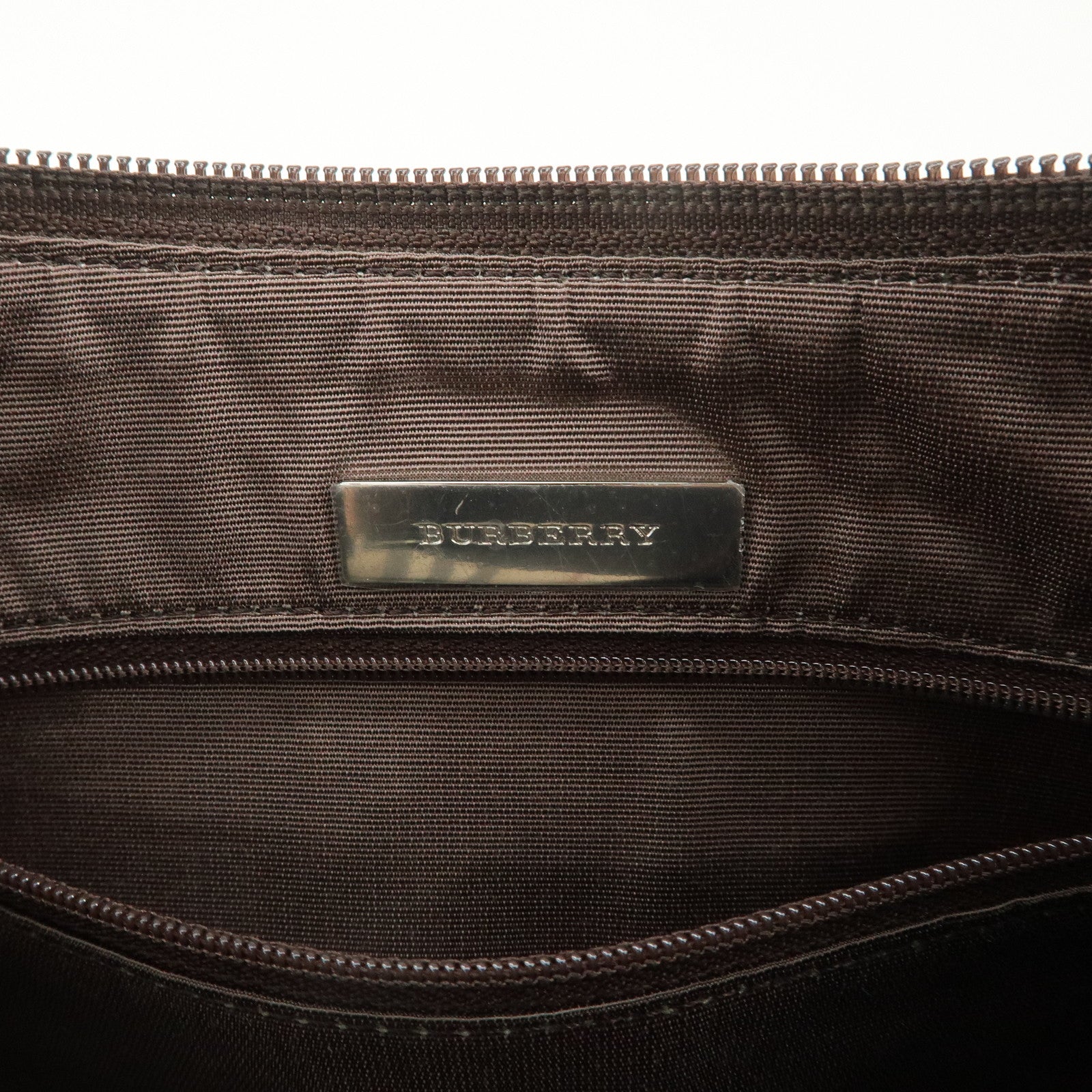 BURBERRY Nova Plaid Canvas Leather Shoulder Bag Hand Bag Beige