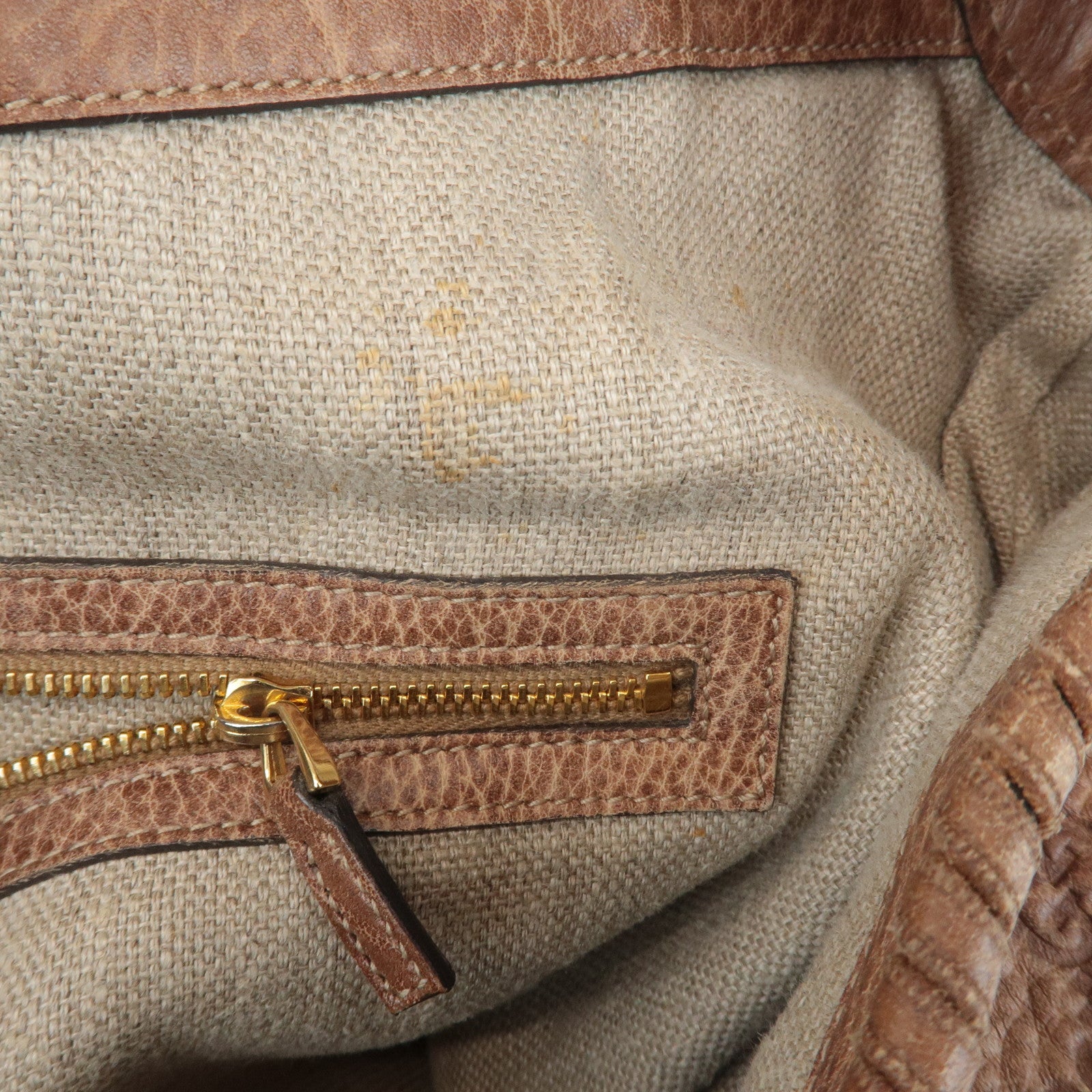 GUCCI New Jackie Bamboo Guccissima Leather Shoulder Bag Brown 218491 Used