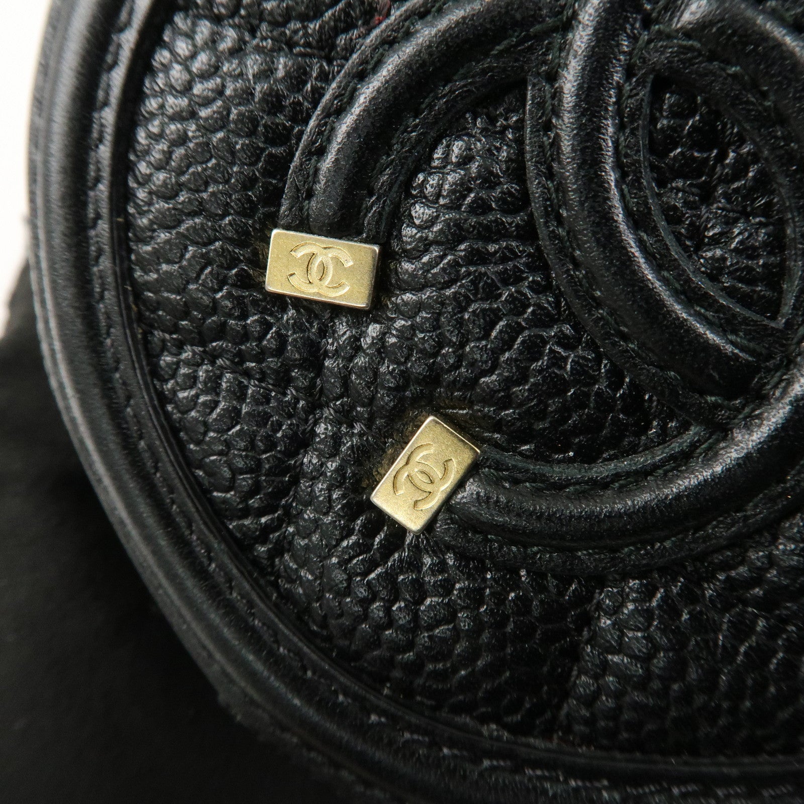 CHANEL Matelasse CC Filigree Caviarskin Coin Case Black A81458 Used