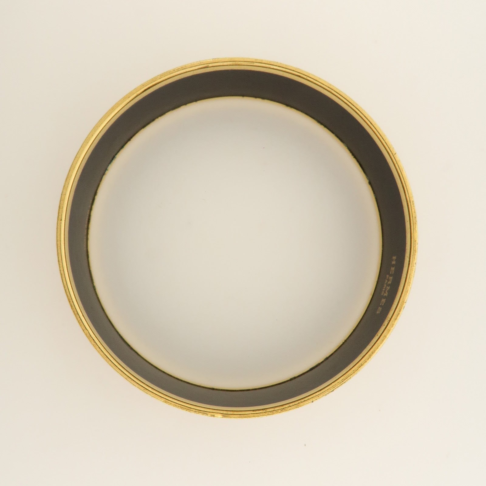 HERMES Email GM Gold Plated Bangle Bracelet Brown