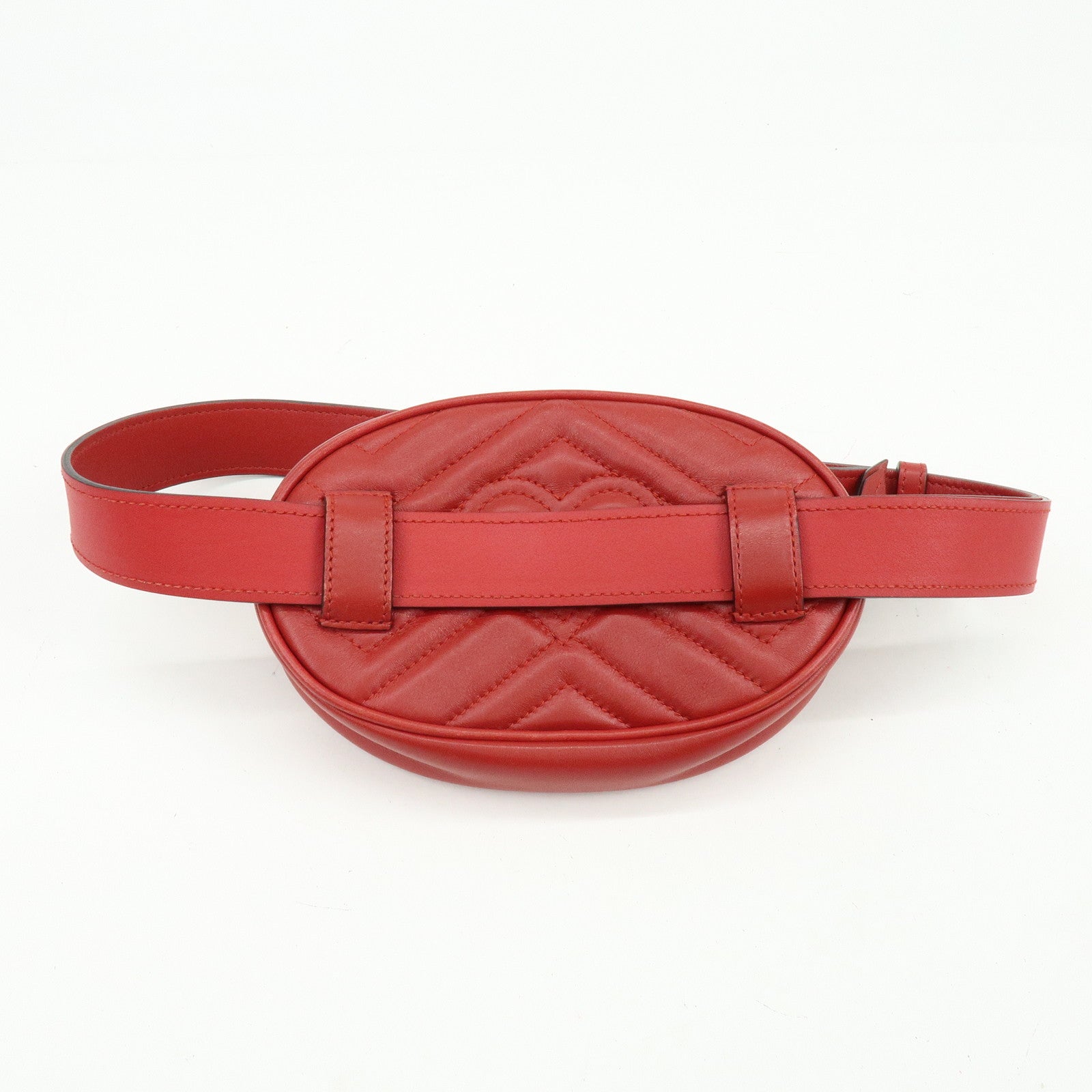 GUCCI GG Marmont Leather Waist Pouch Body Bag Red 476434