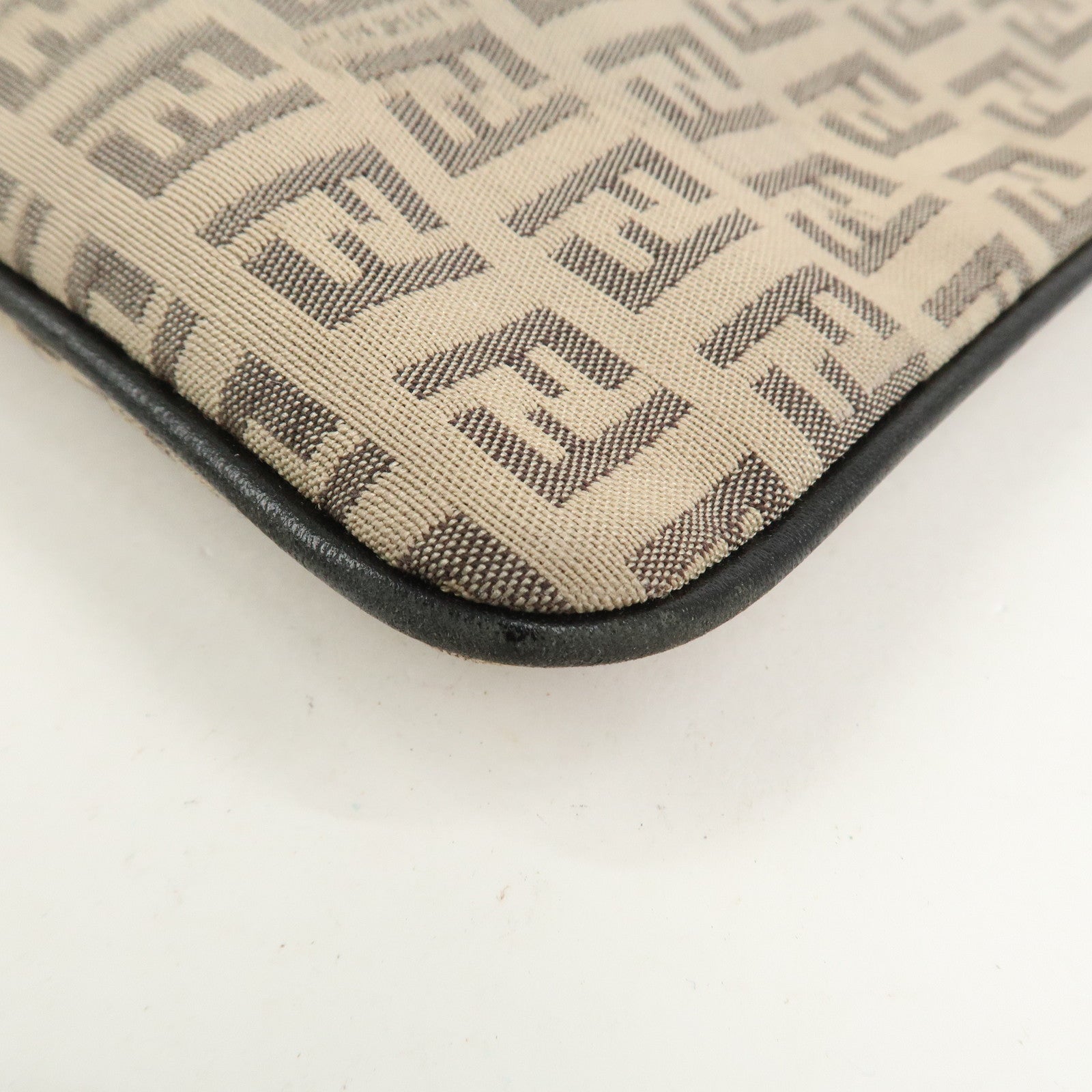 FENDI Zucchino Canvas Leather Shoulder Bag Crossbody Bag 8BT047