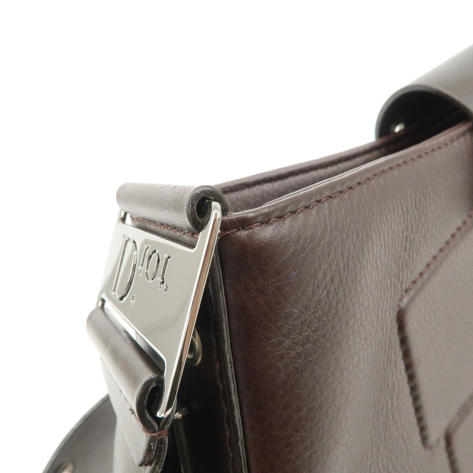 Christian Dior Street Chic Logo Leather Shoulder Bag Hand Bag Brown Used