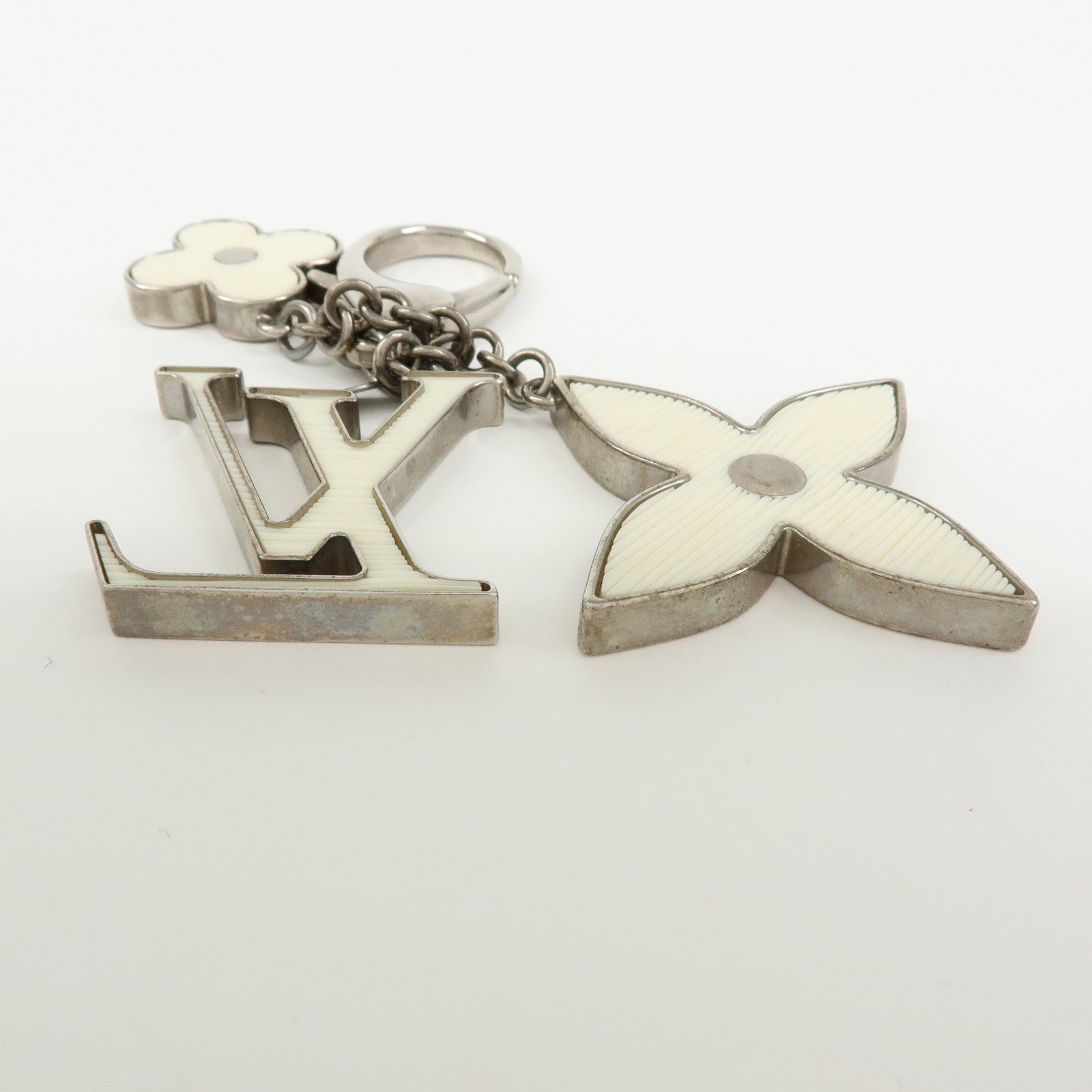 Louis Vuitton Bijoux Sac Fleur de Epi Bag Charm Silver White M65085