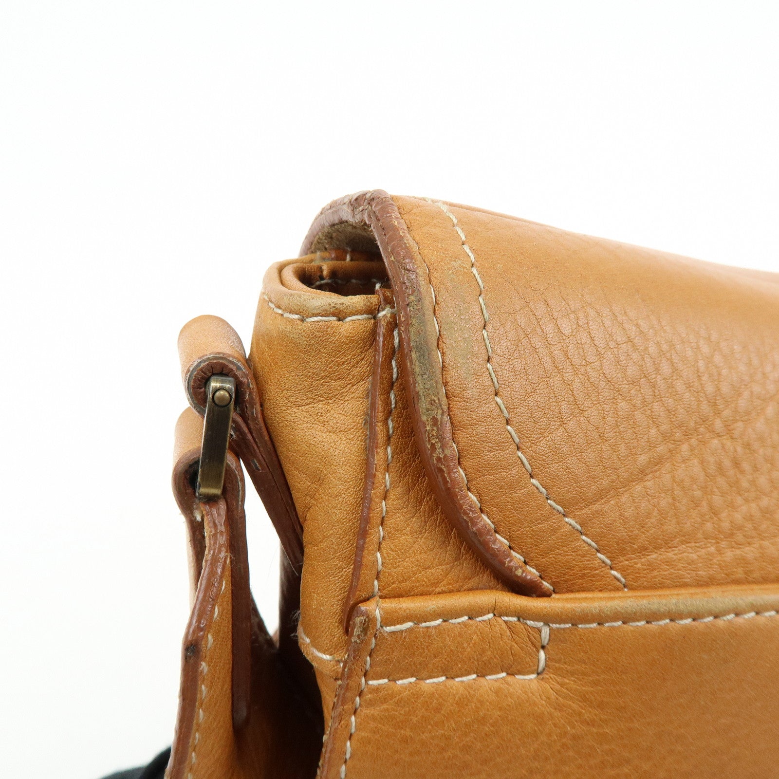 Christian Dior Saddle Leather Shoulder Bag Hand Bag Light Brown