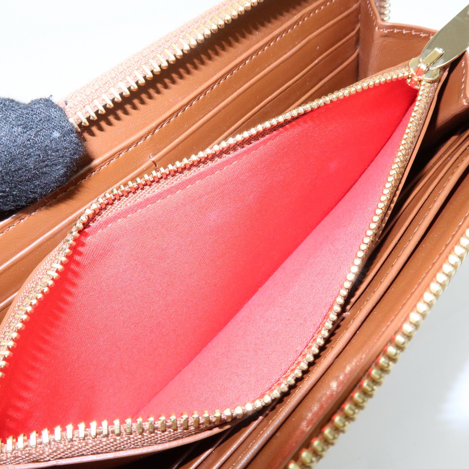 Christian Louboutin Embossed Leather Long Wallet Studs Brown