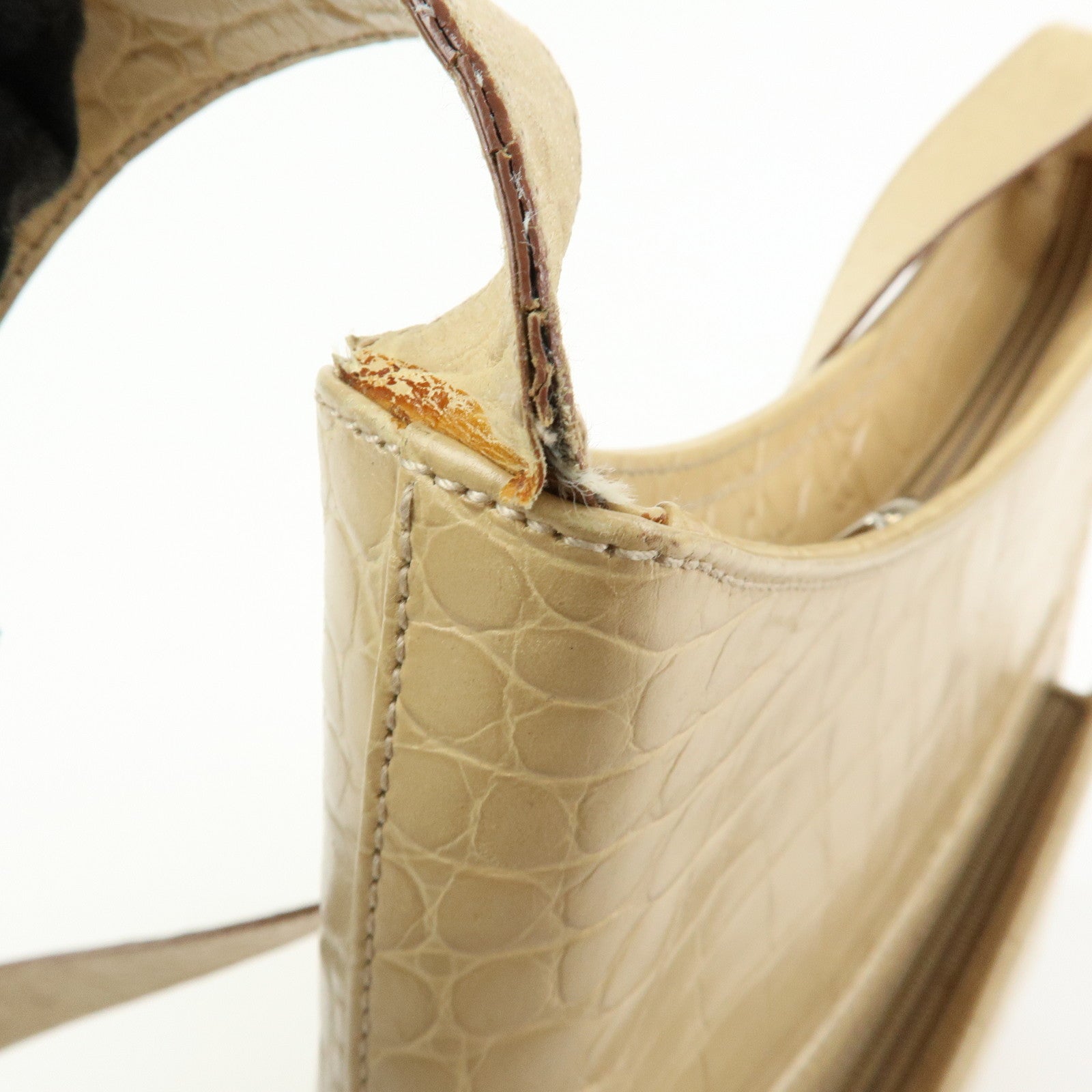 Ferragamo Gancini Embossed Leather Shoulder Bag Beige