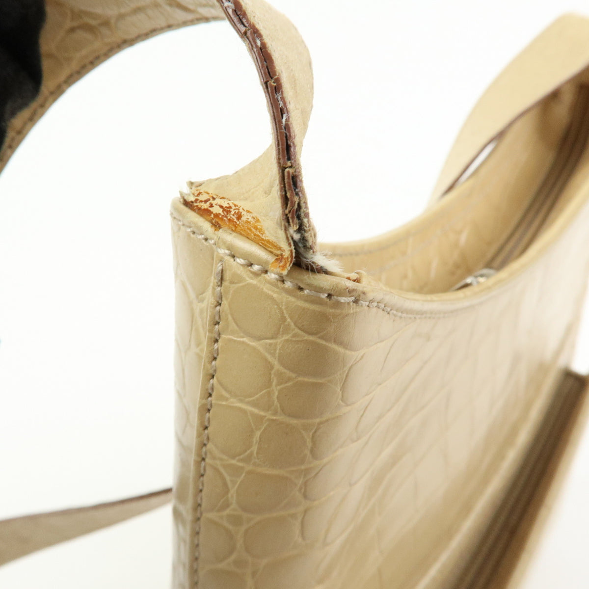 Ferragamo Gancini Embossed Leather Shoulder Bag Beige