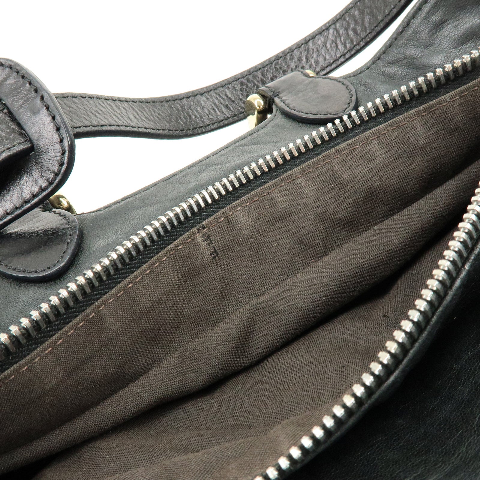 FENDI Leather 2Way Bag Hand Bag Shoulder Bag Black 8BR529