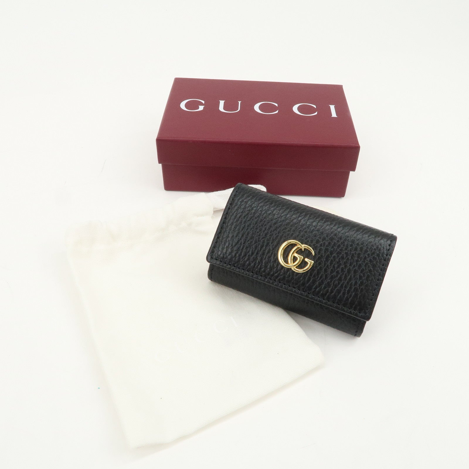 GUCCI GG Marmont Calf Leather 6 Rings Key Case Black 456118
