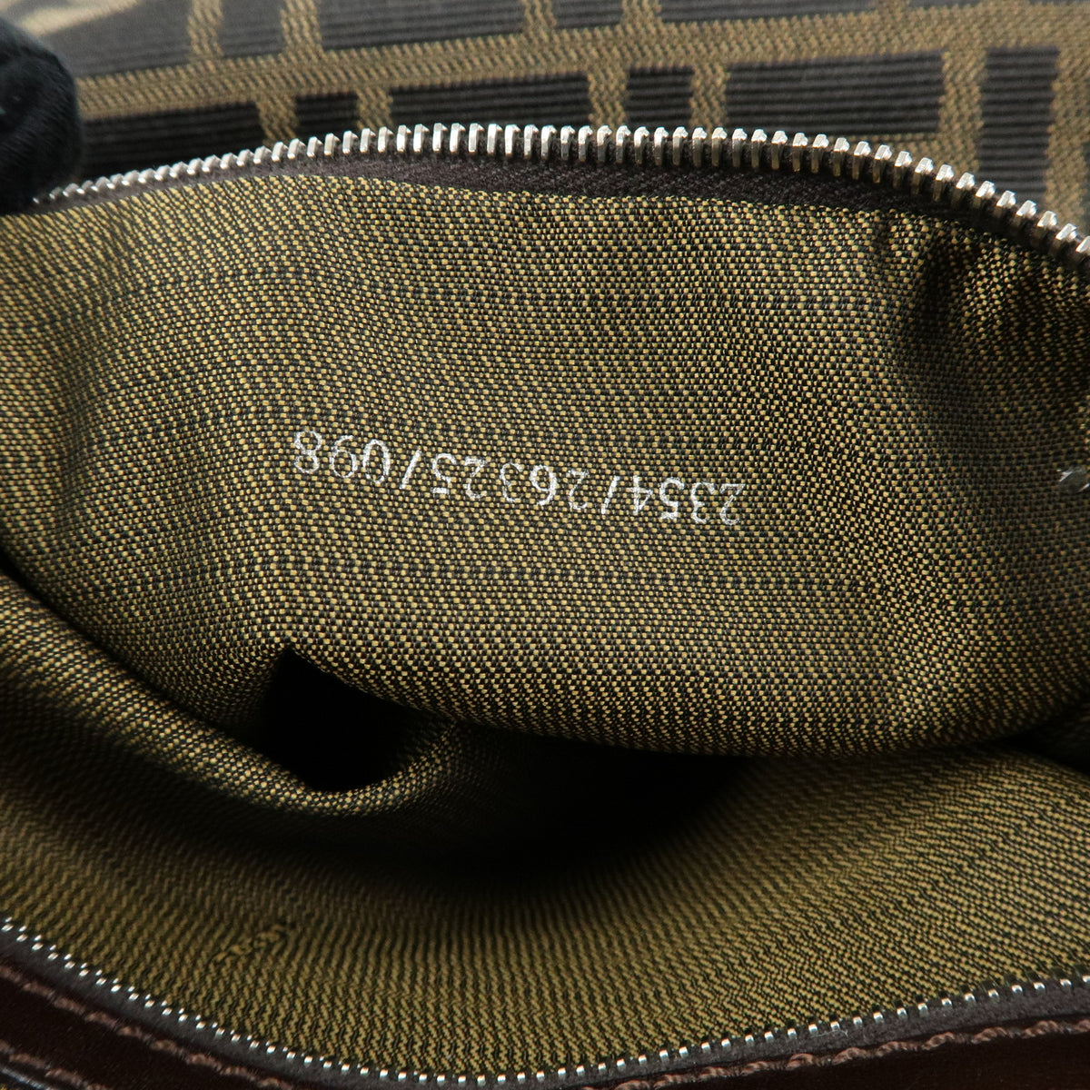 FENDI Mamma Baguette Zucca Canvas Leather Shoulder Bag Brown 26325
