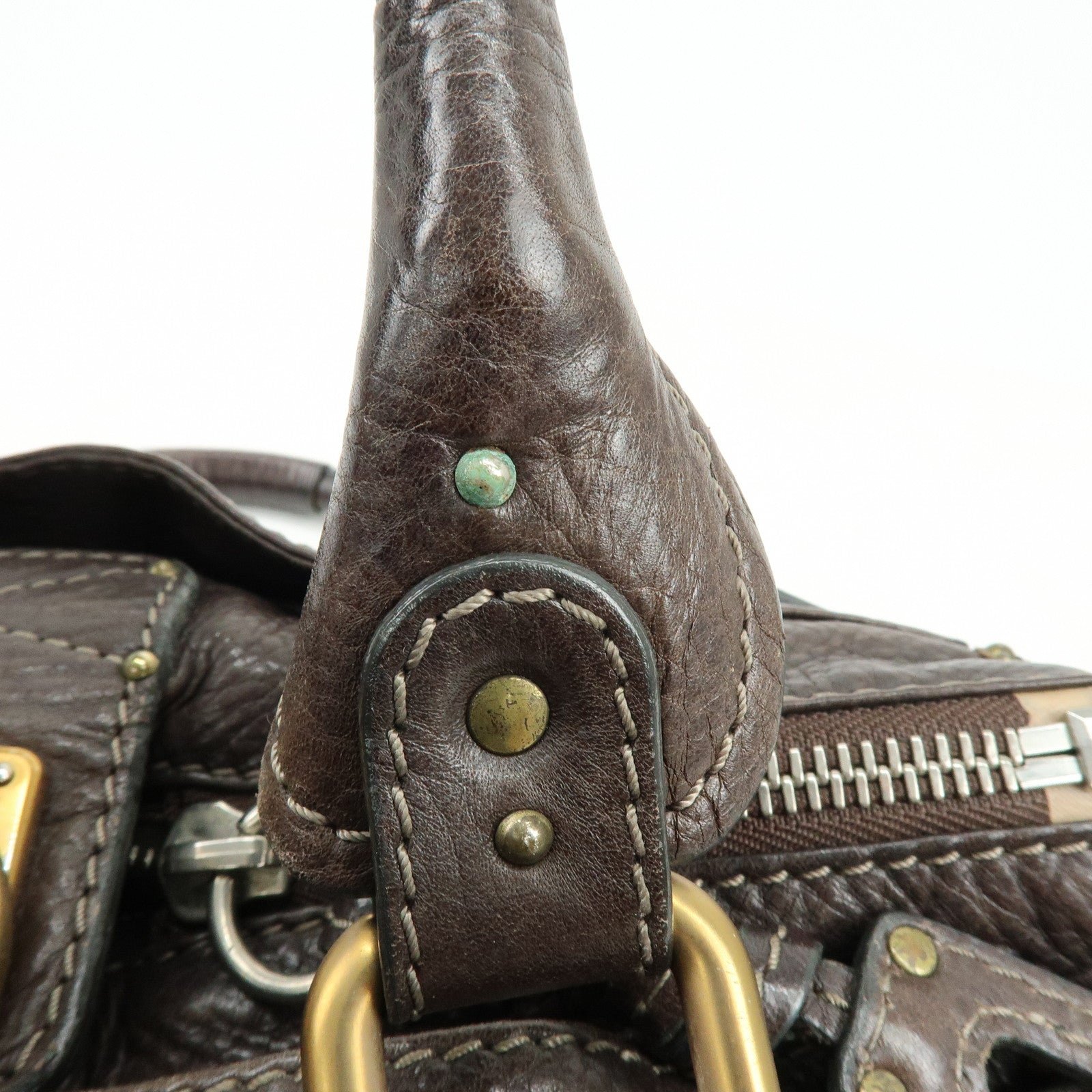 Chloe Paddington Leather Tote Bag Shoulder Bag Dark Brown