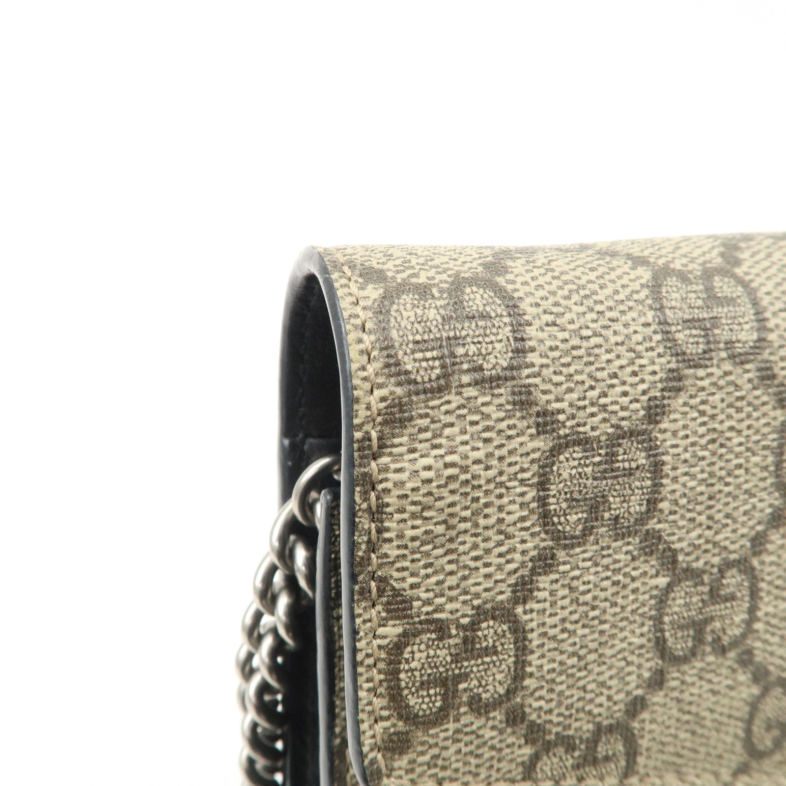 GUCCI Dionysus GG Supreme Chain Shoulder Bag Beige Used