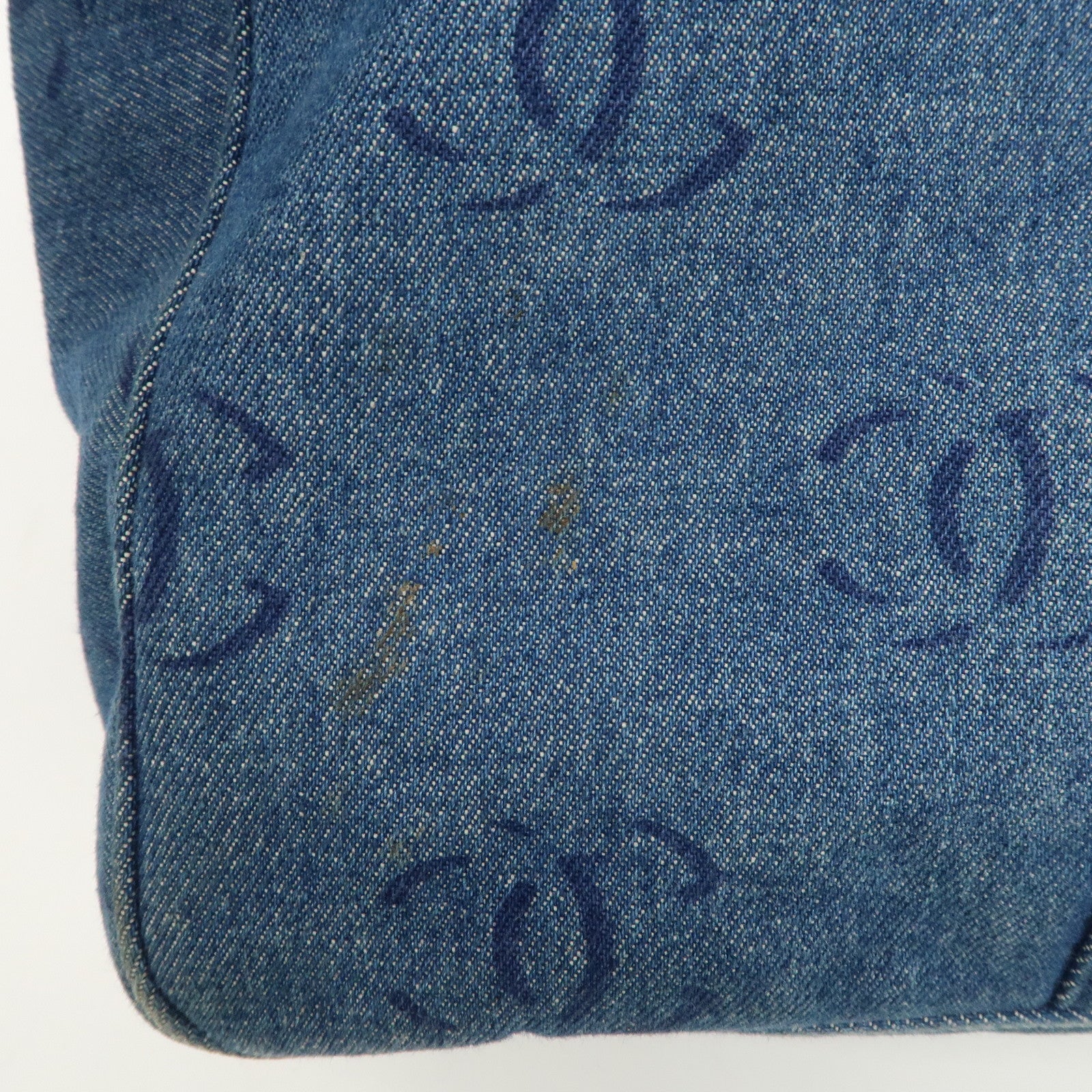 CHANEL COCO Mark Denim Boston Bag Hand Bag Travel Bag Blue