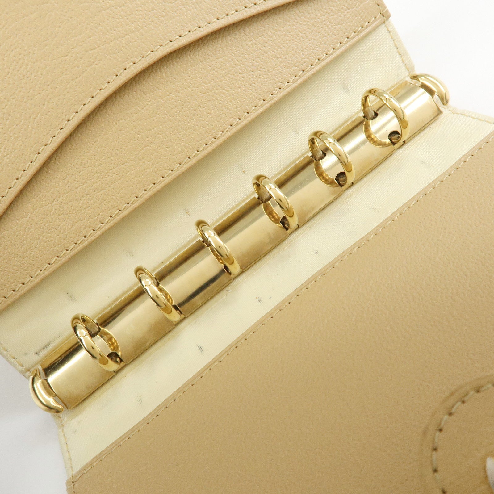 CHANEL COCO Mark Calf Skin Agenda Cover Planner Cover Beige