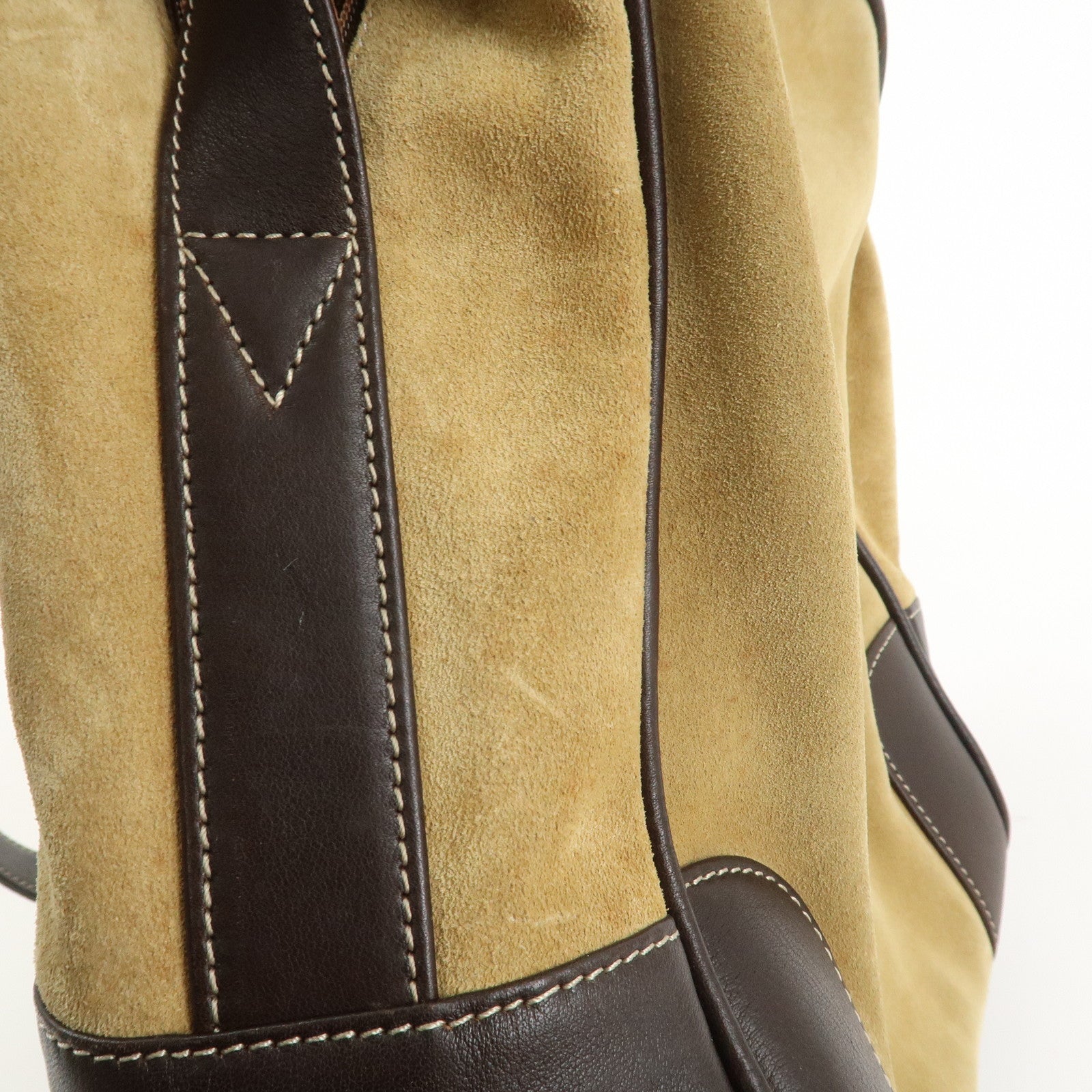 LOEWE Anagram Suede Leather Shoulder Bag Beige Brown