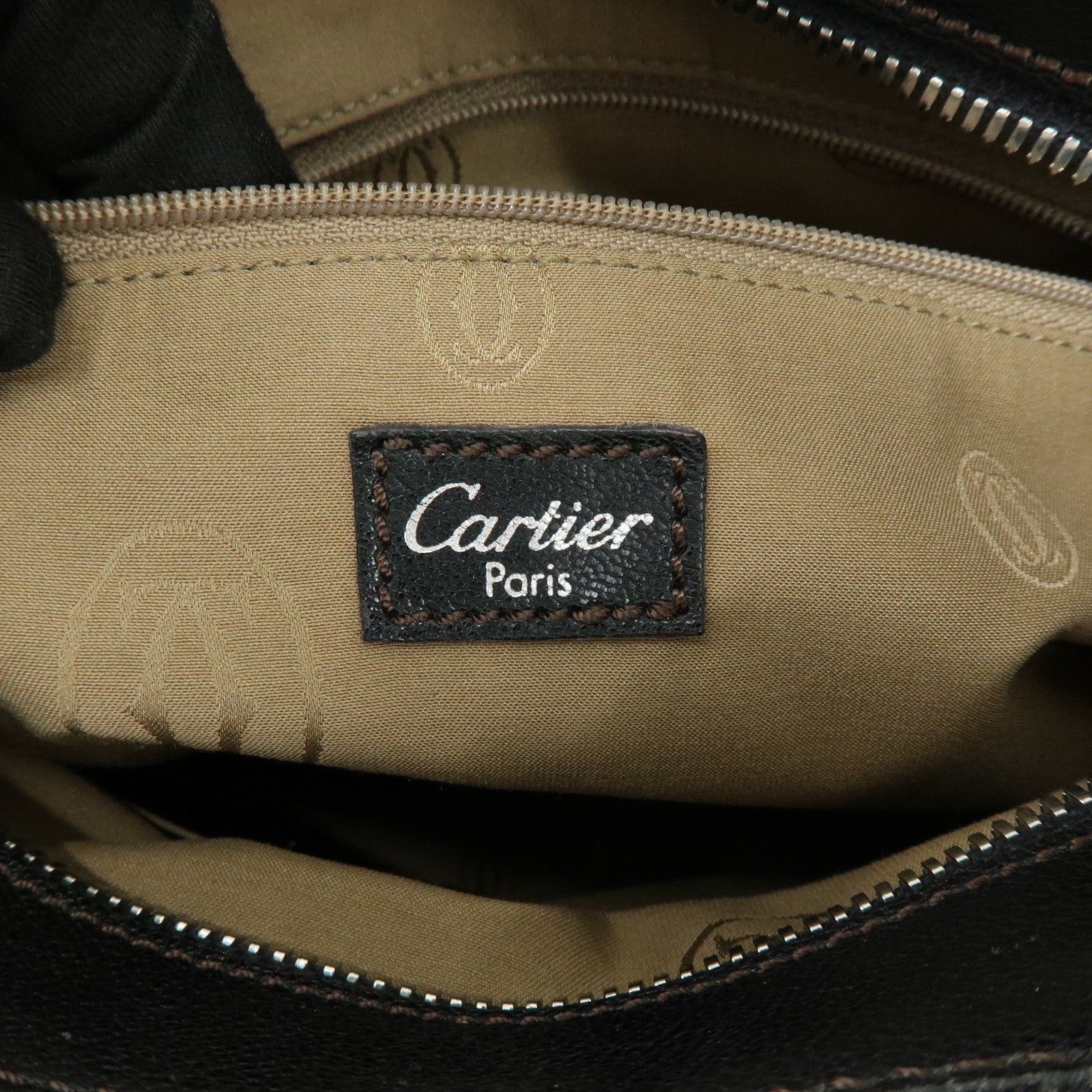 Cartier Marcello de Cartier Leather Hand Bag Tote Bag Black