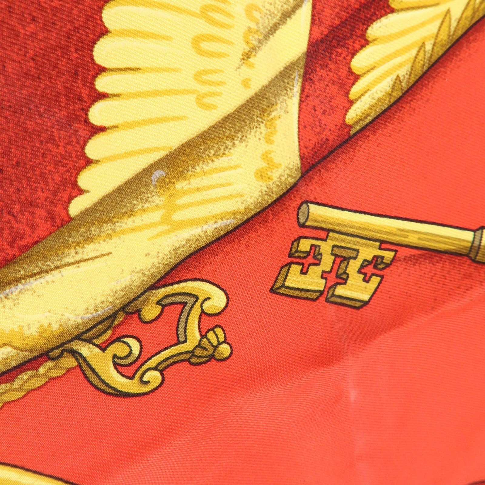 HERMES Carre 90 Silk 100% Soleil de Soie Scarf Red Yellow