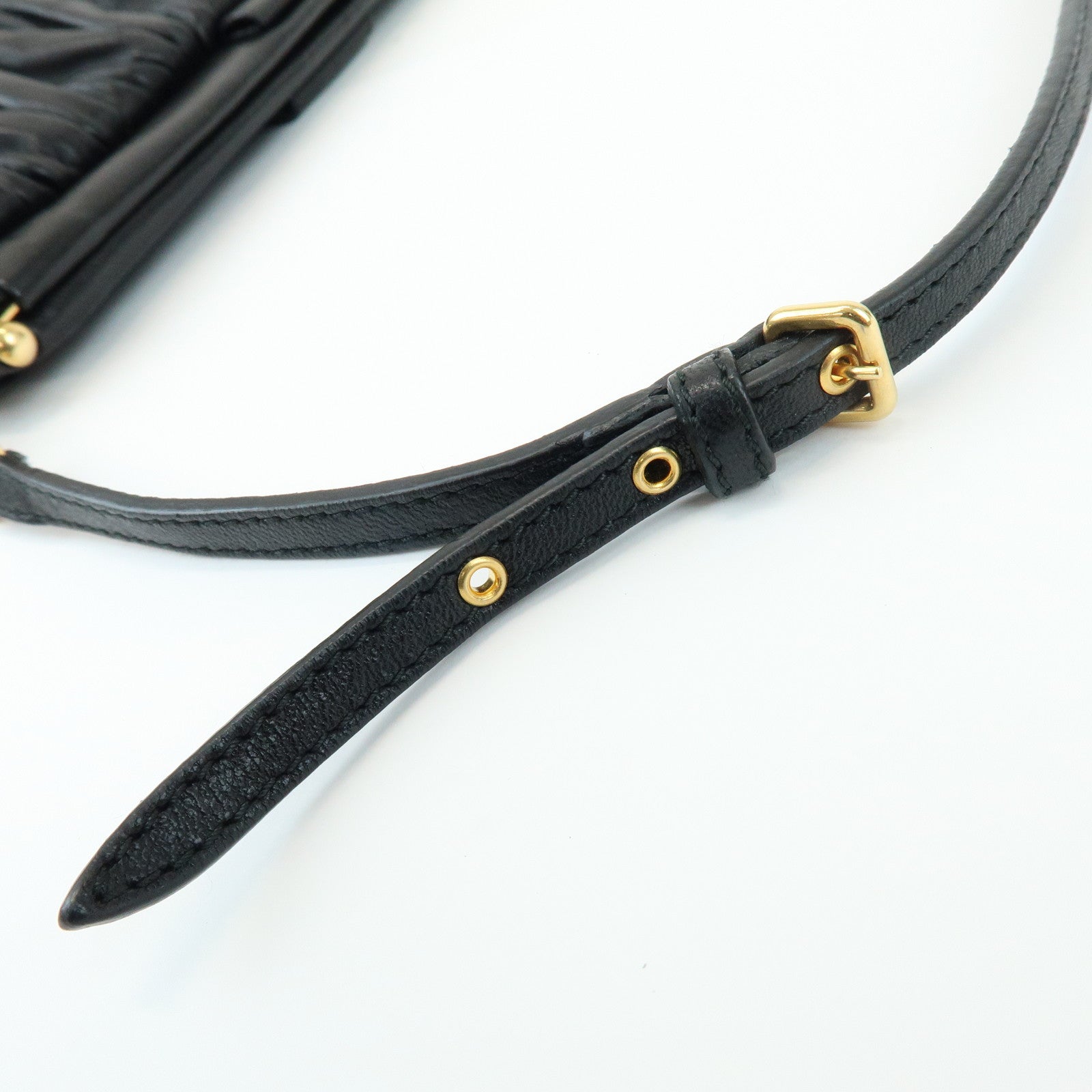 MIU MIU Matelasse Nappa Leather Shoulder Bag Black RM1892