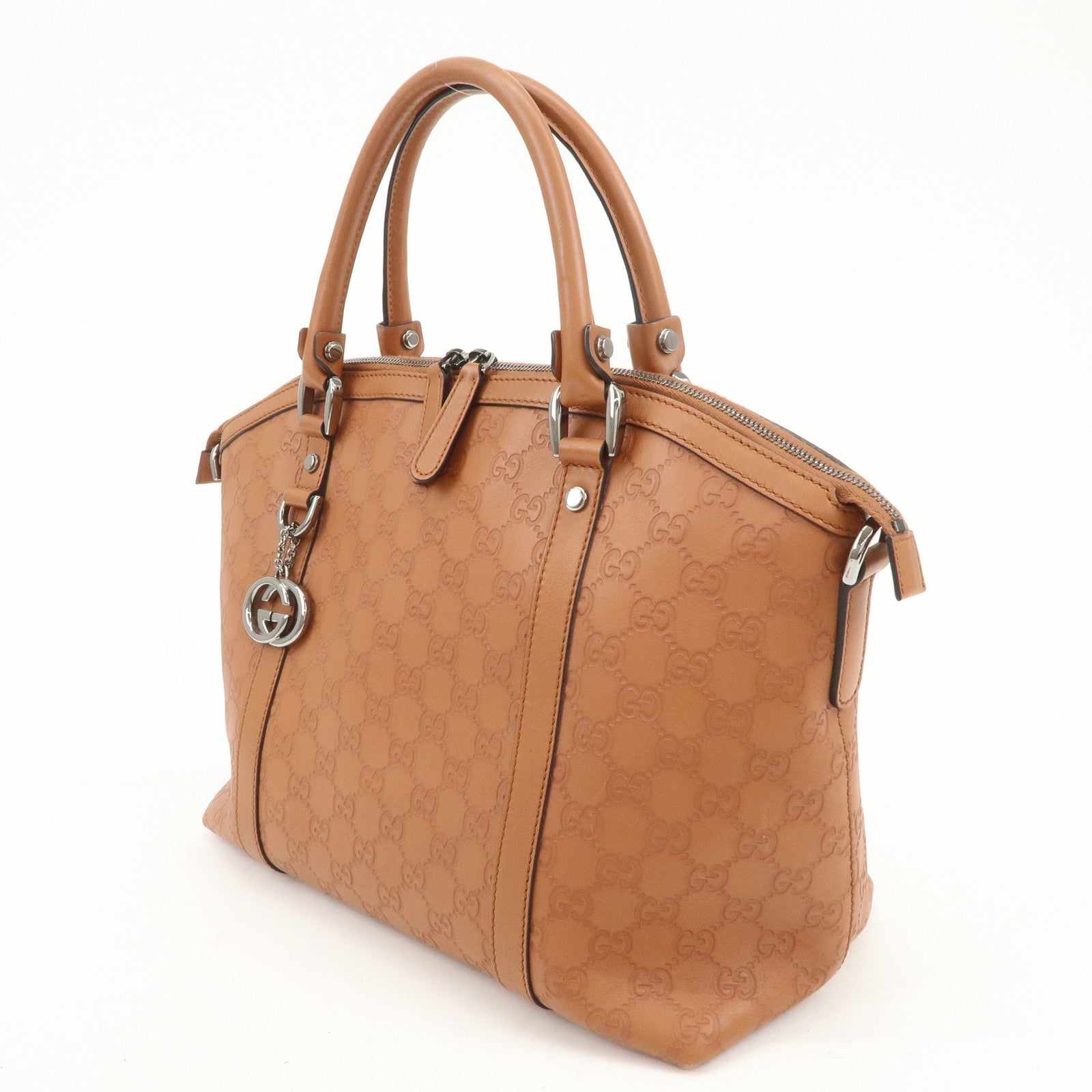 GUCCI Guccissima Interlocking G 2Way Bag Hand Bag Brown 341503